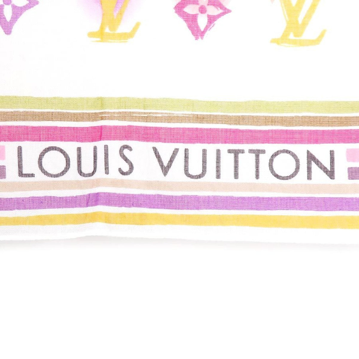 LOUIS VUITTON Scarf Muffler Handkerchief Monogram Cotton White/Multicolor Women's