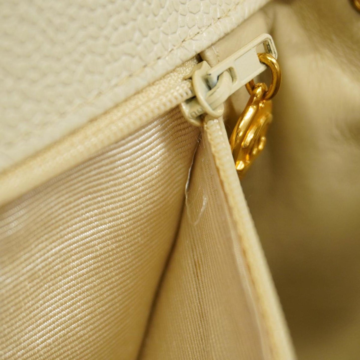 Chanel Shoulder Bag Mademoiselle Chain Caviar Skin White Women's
