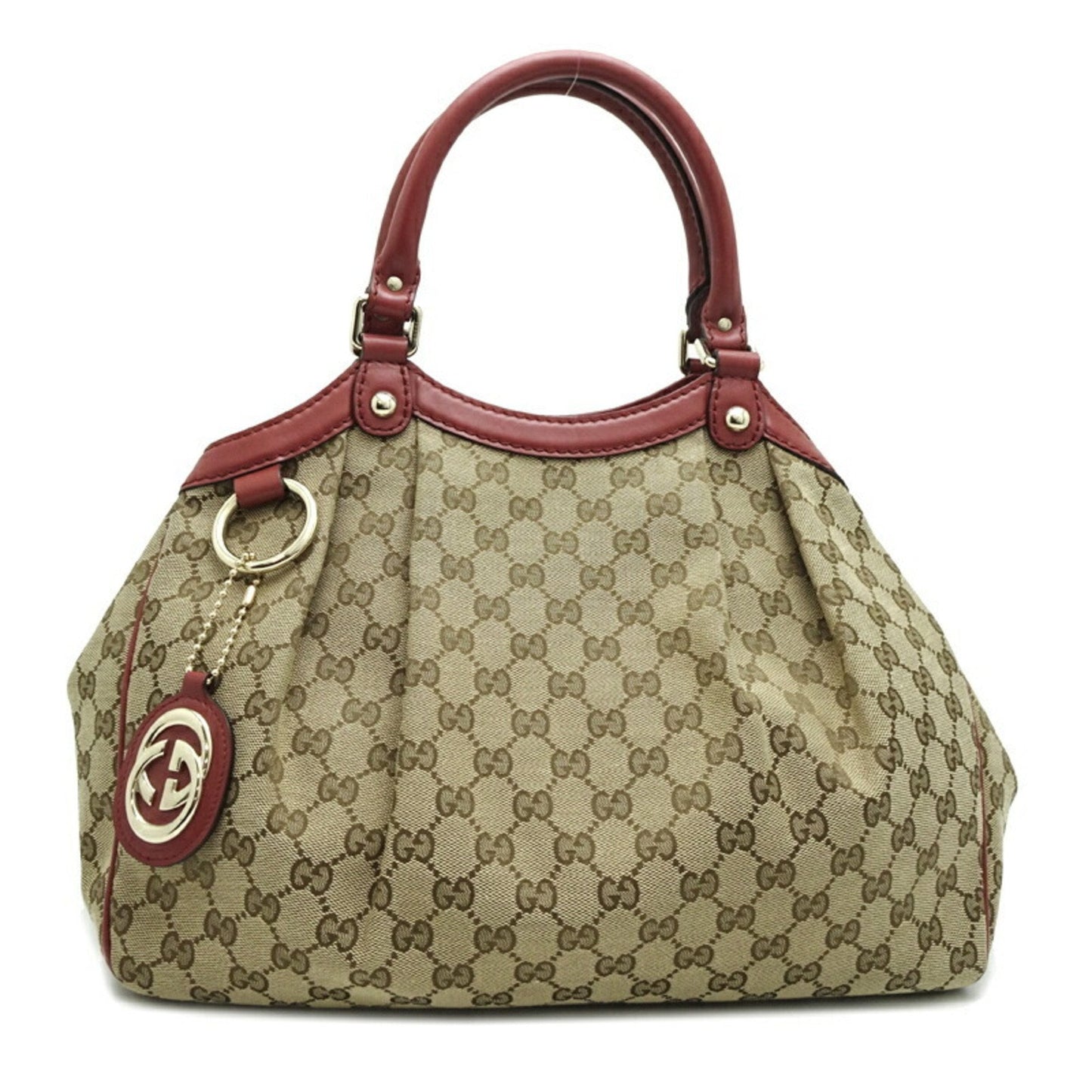 Gucci Sukey Beige Brown Red Color Gg Canvas Leather Handbag Shoulder Bag ()