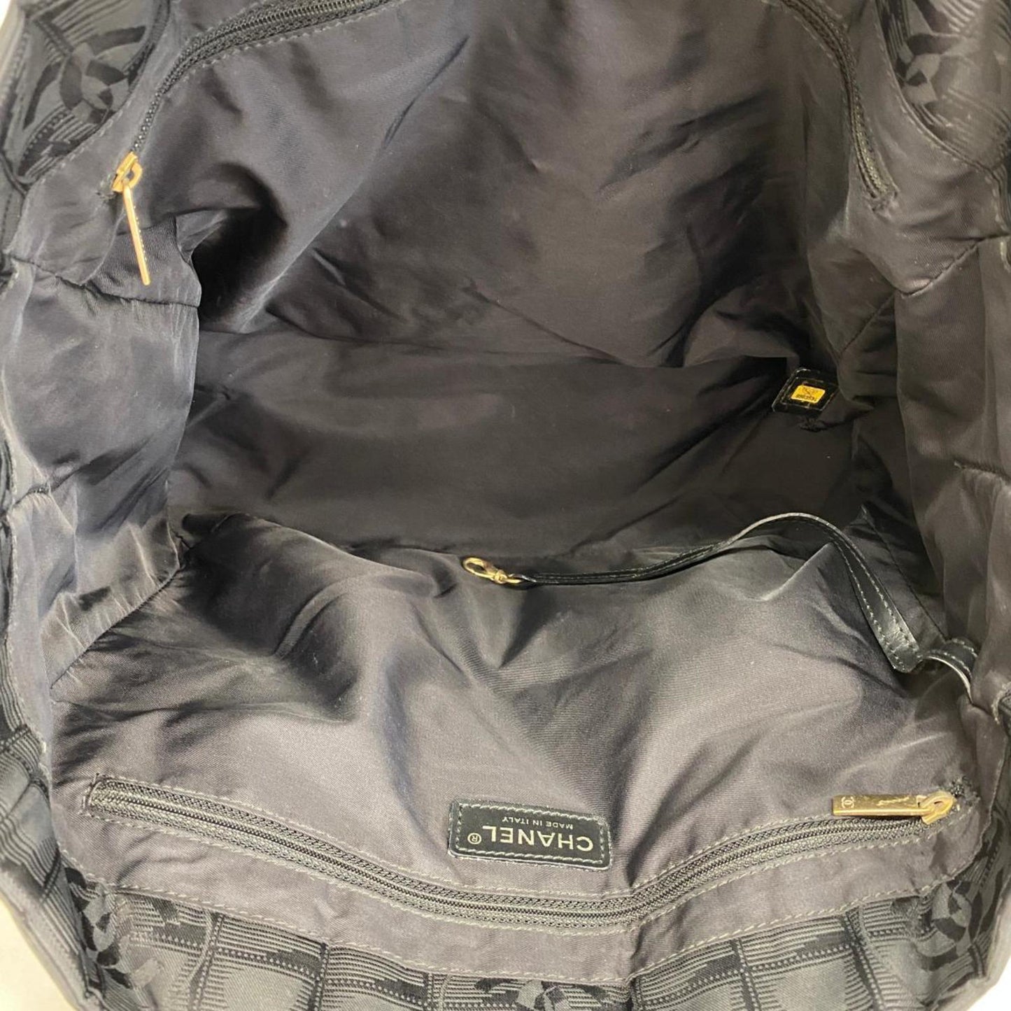 Chanel Tote Bag New Travel Nylon Black Champagne Women's