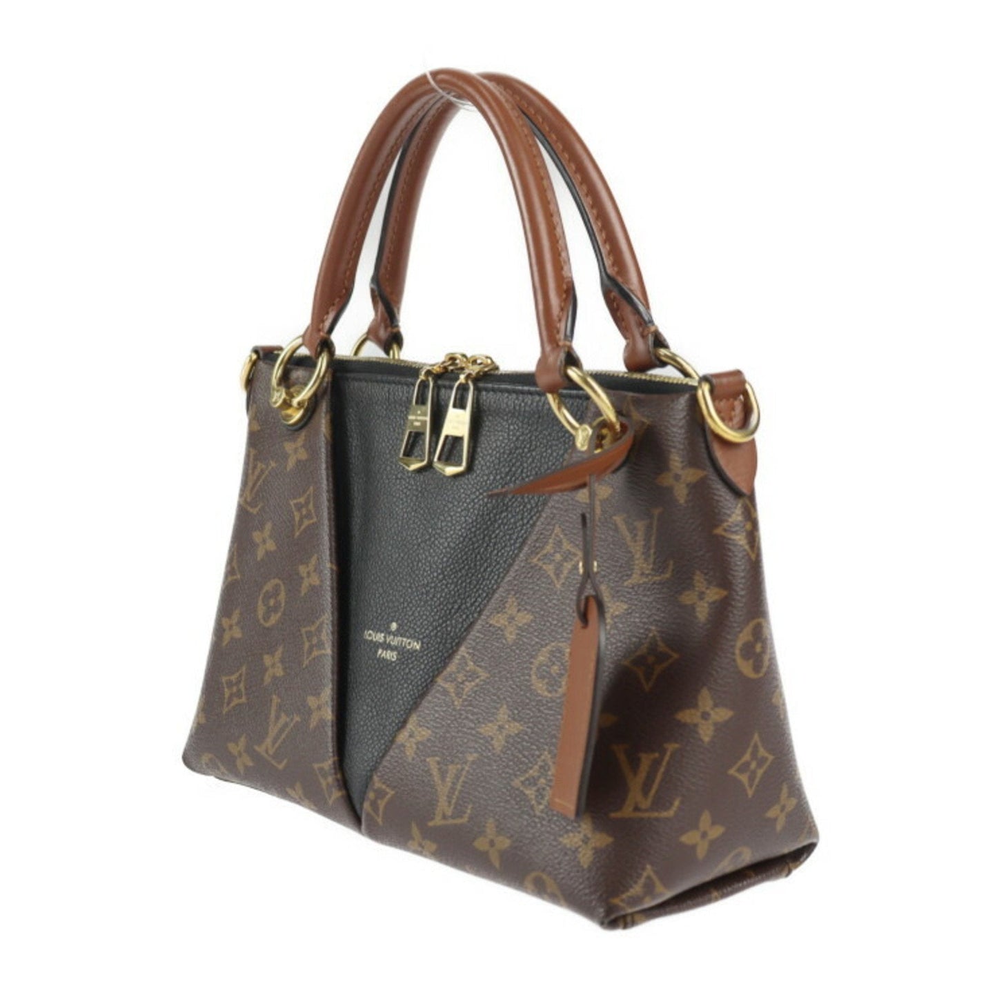 LOUIS VUITTON V tote BB handbag M43976 monogram canvas leather brown black gold metal fittings 2WAY shoulder bag