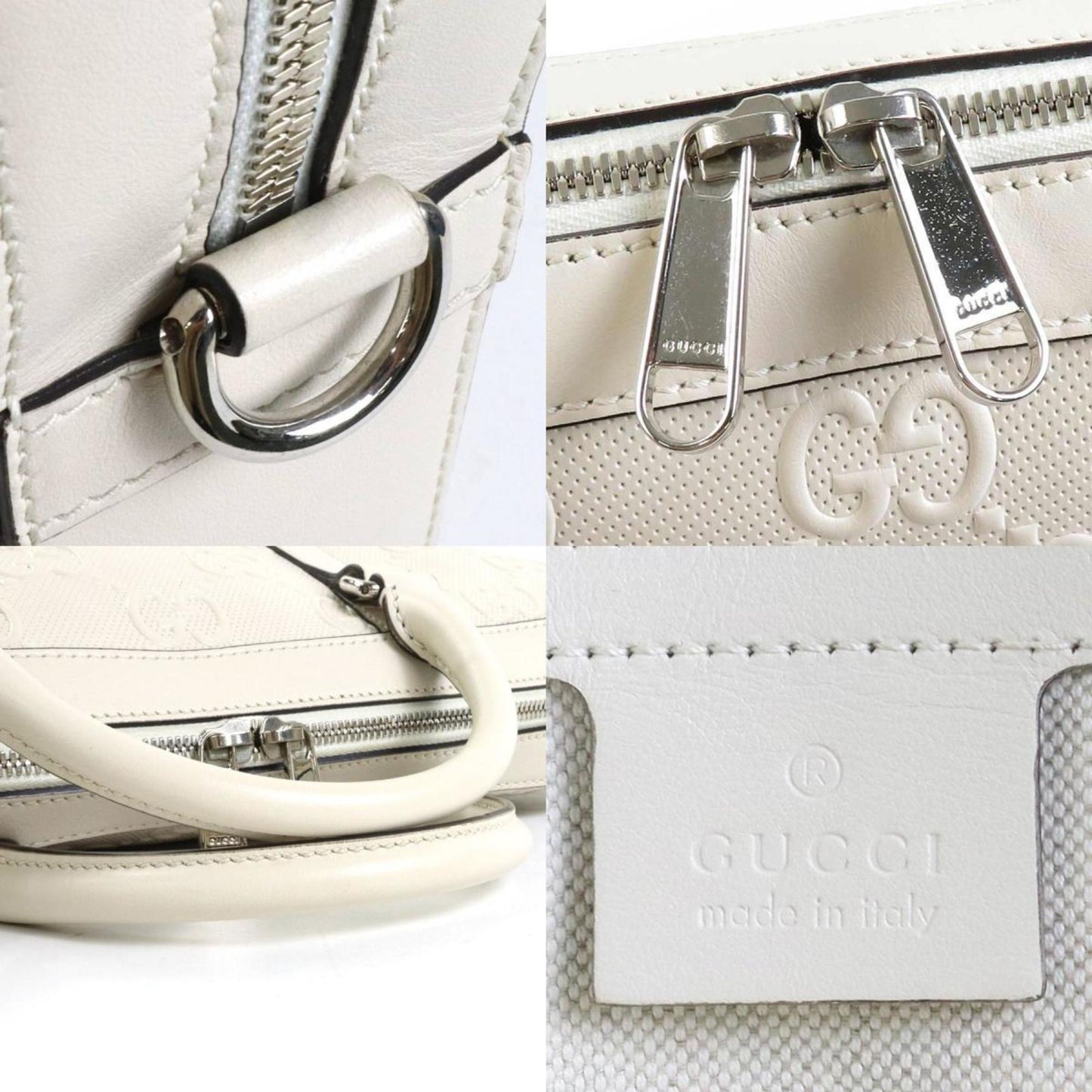 GUCCI Handbag Crossbody Shoulder Bag GG Pattern Leather Ivory Men's 658573