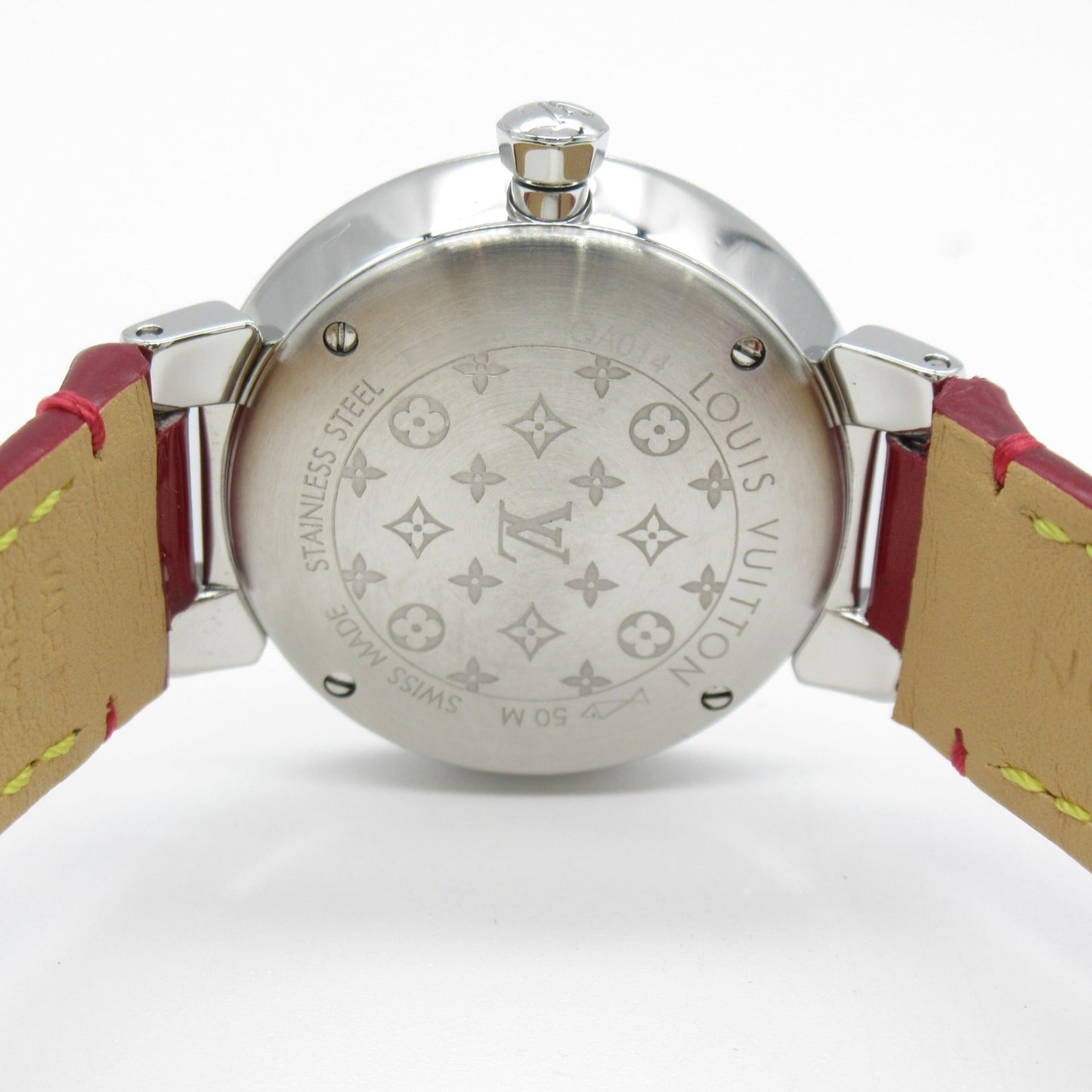 LOUIS VUITTON Tambour Slim Metallic Flower PM Wrist Watch Wrist Watch QA014Z Quartz Silver Stainless Steel Leather b QA014Z