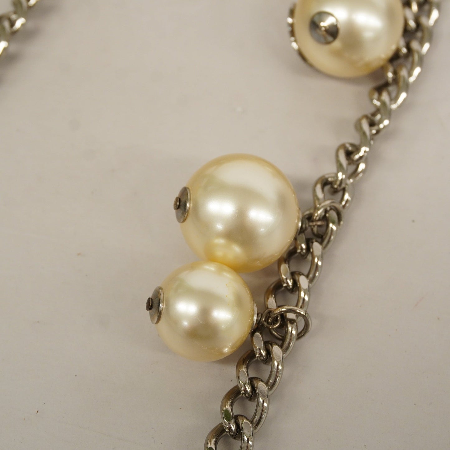 ChanelAuth  Ephemer Chain Shoulder Women's Nylon Tote Bag White