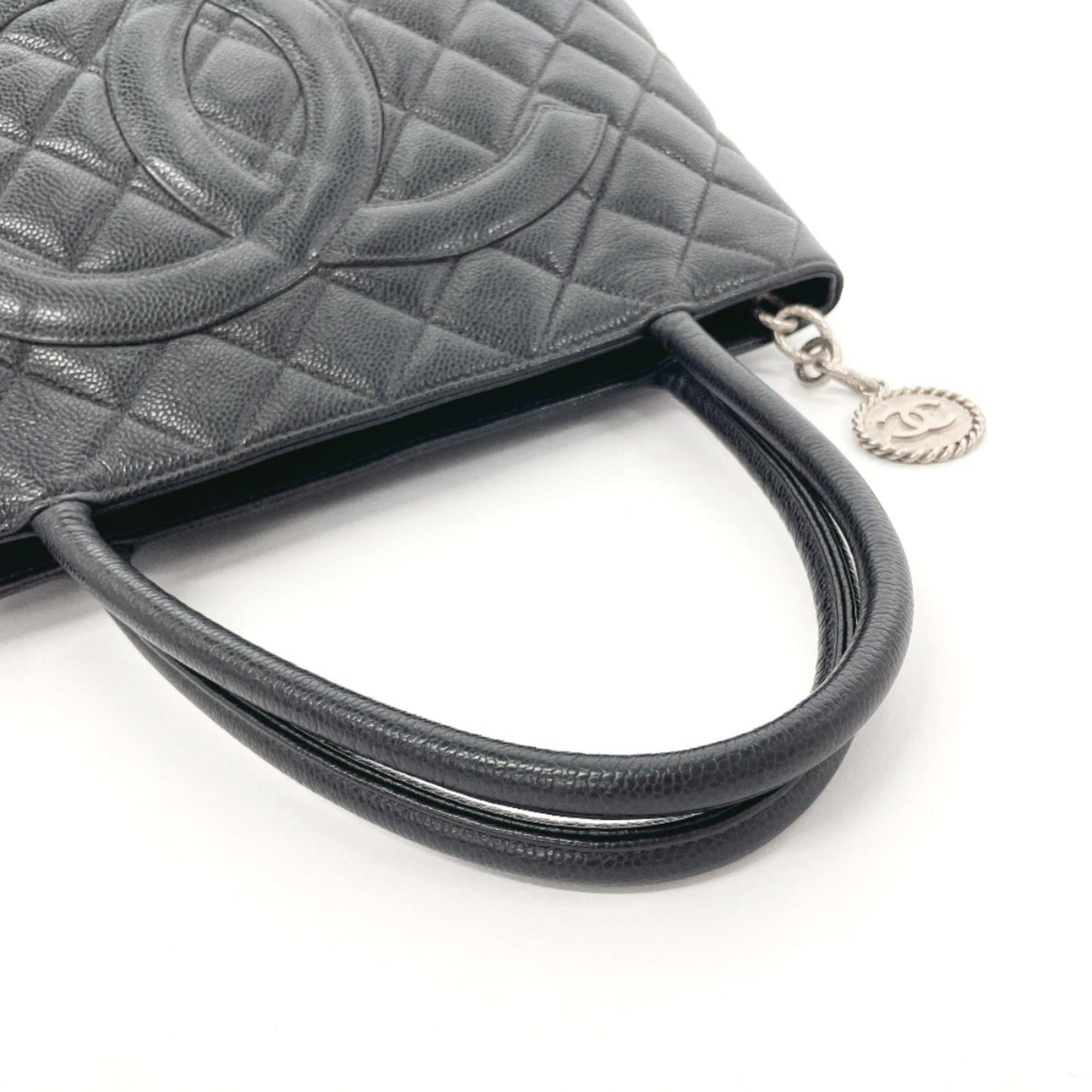 CHANEL Reprint Tote Matelasse A01804 Bag Matte Caviar Skin Black Women's