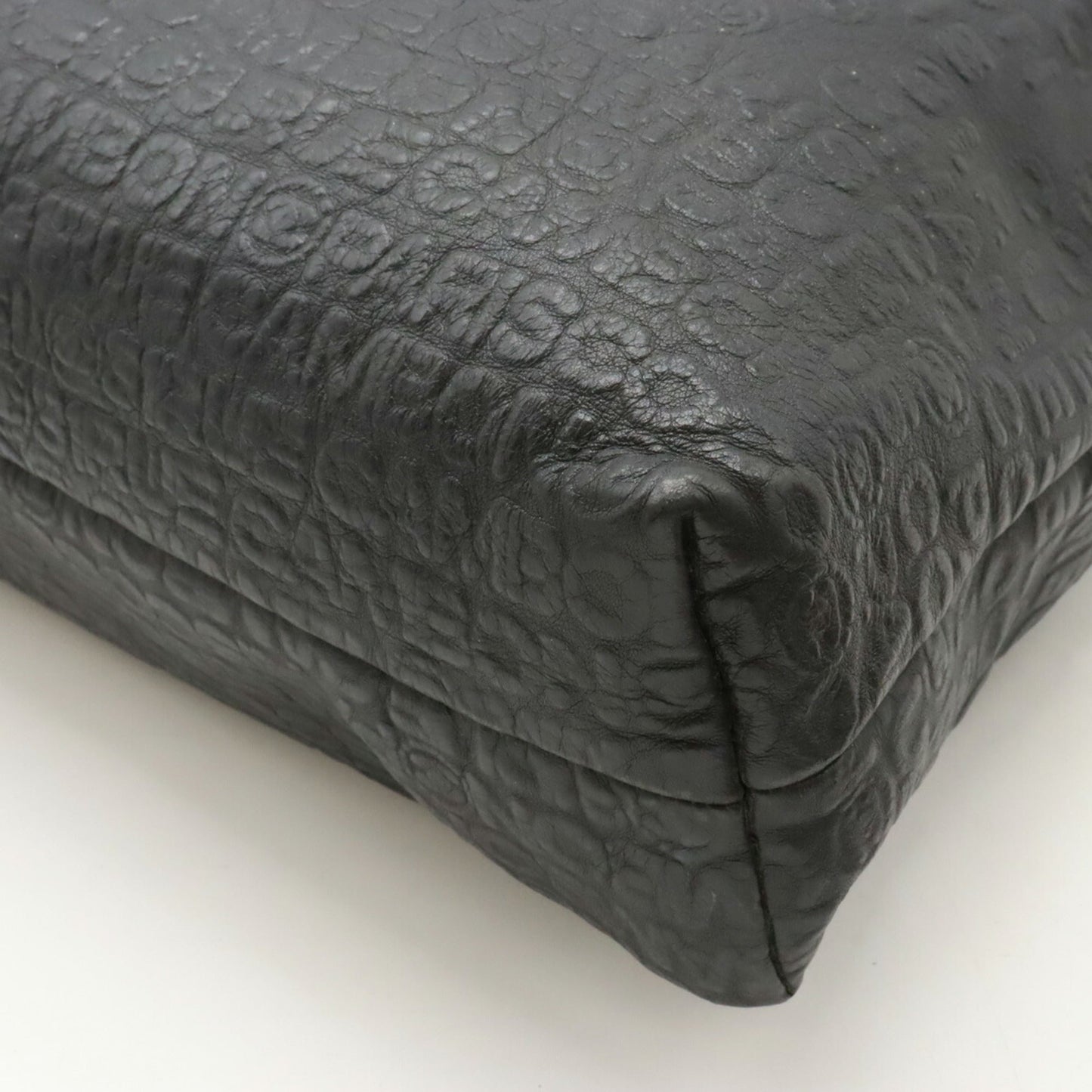 CHANEL Unlimited Embossed Tote Bag Shoulder Leather Black 6123