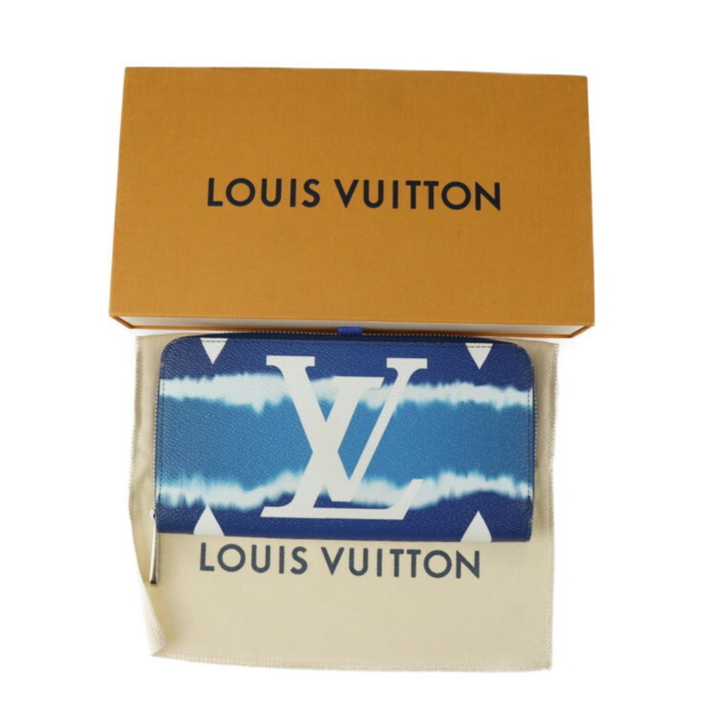 LOUIS VUITTON Zippy Wallet LV Escal Long M68841 Monogram Canvas Blue White Silver Hardware Round Zipper Vuitton