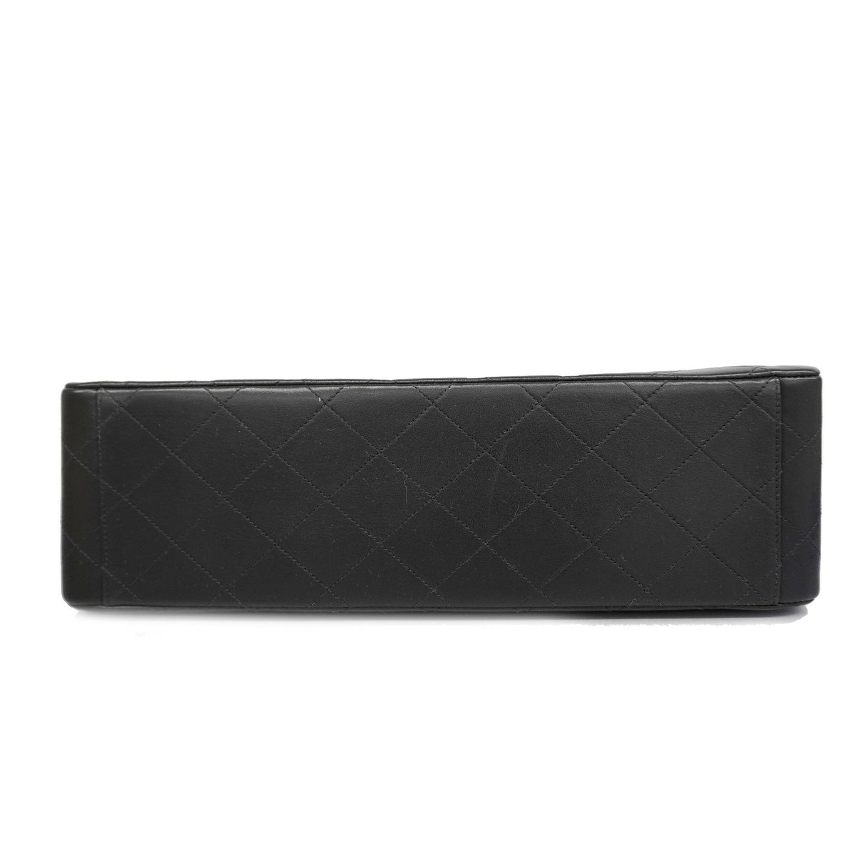 ChanelAuth  Big Matelasse W Chain Women's Leather Shoulder Bag Black