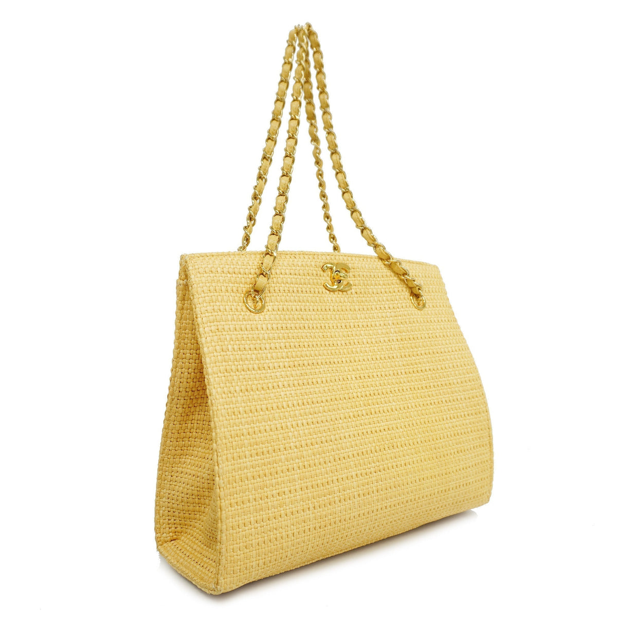 Chanel[3cc2368]   HandBag Chain Shoulder Straw Beige Gold metal