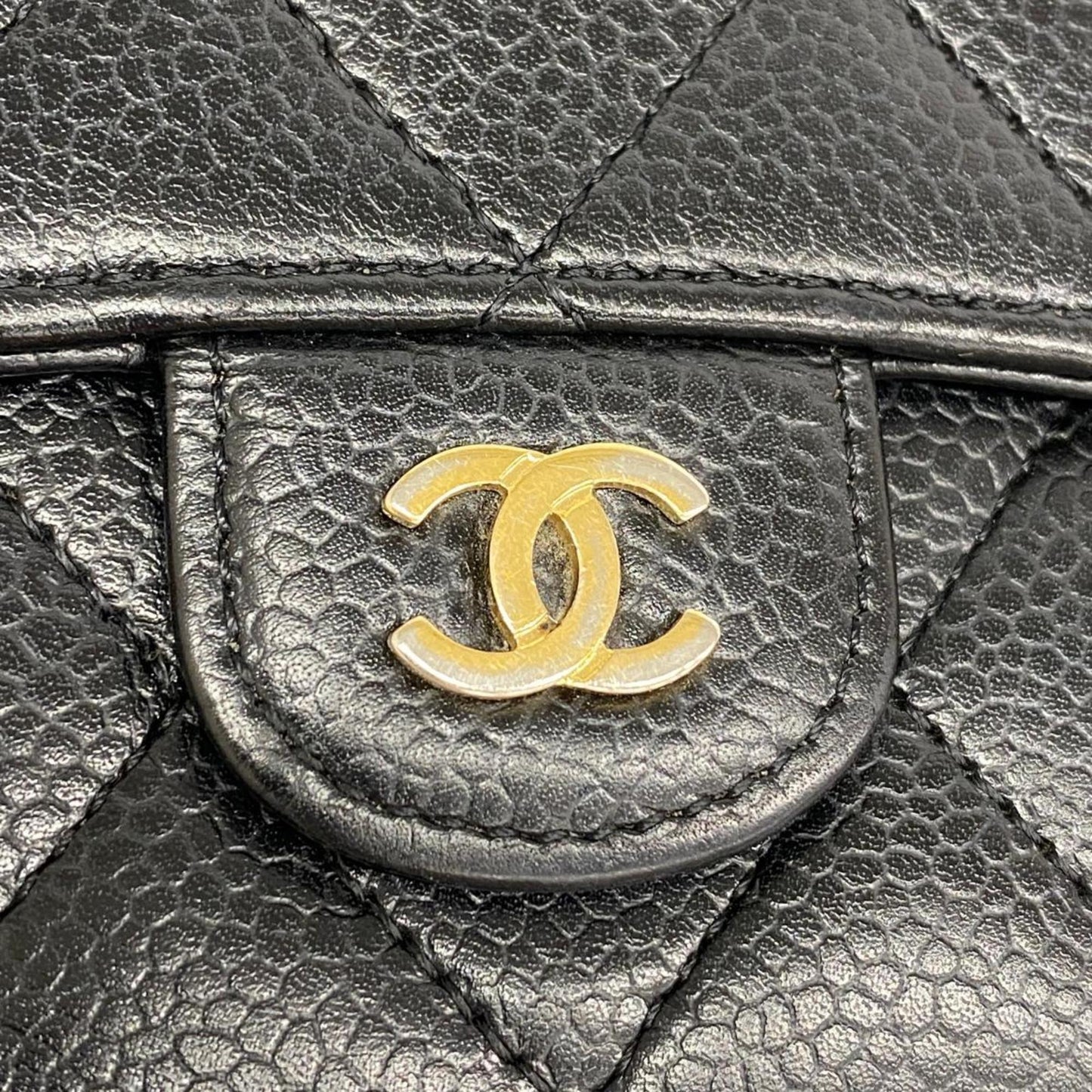 Chanel Long Wallet Matelasse Caviar Skin Black Women's