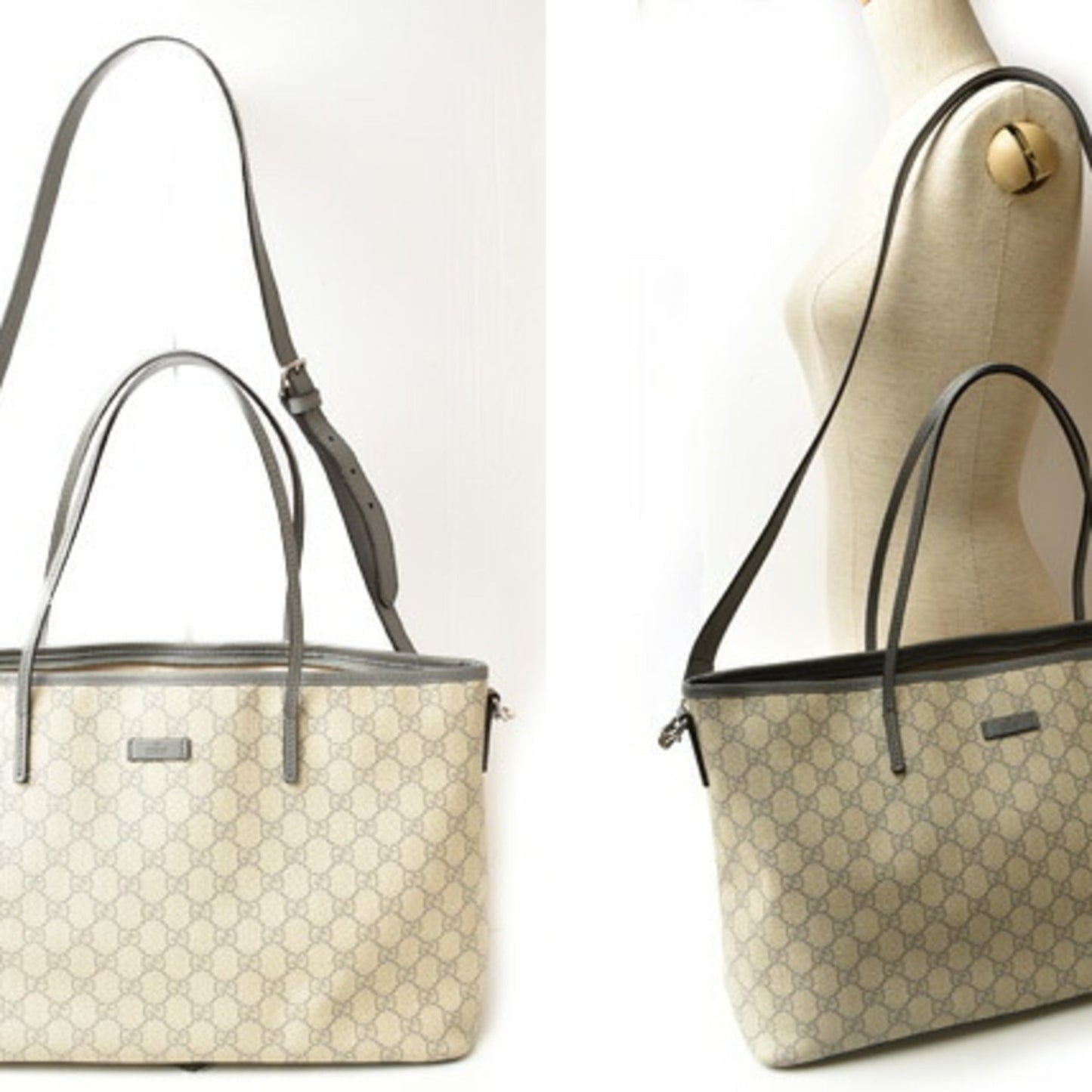 Gucci Beige Brown Pvc Gg Supreme Shoulder Bag Tote Bag