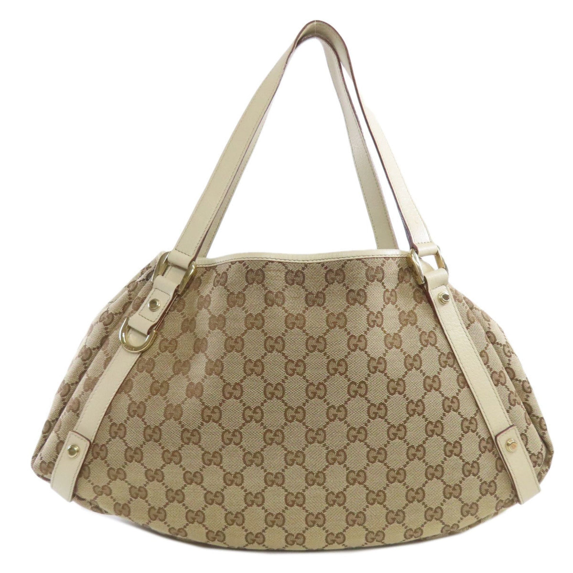 Gucci Brown White Canvas Tote Bag ()