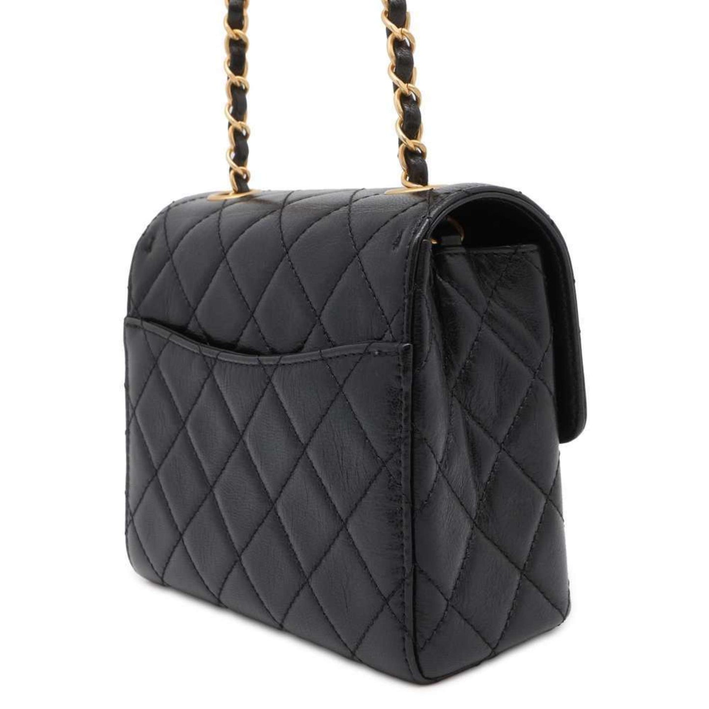 Chanel Chain Shoulder Bag Matelasse Coco Mark Calf Leather AS3648 CHANEL Black