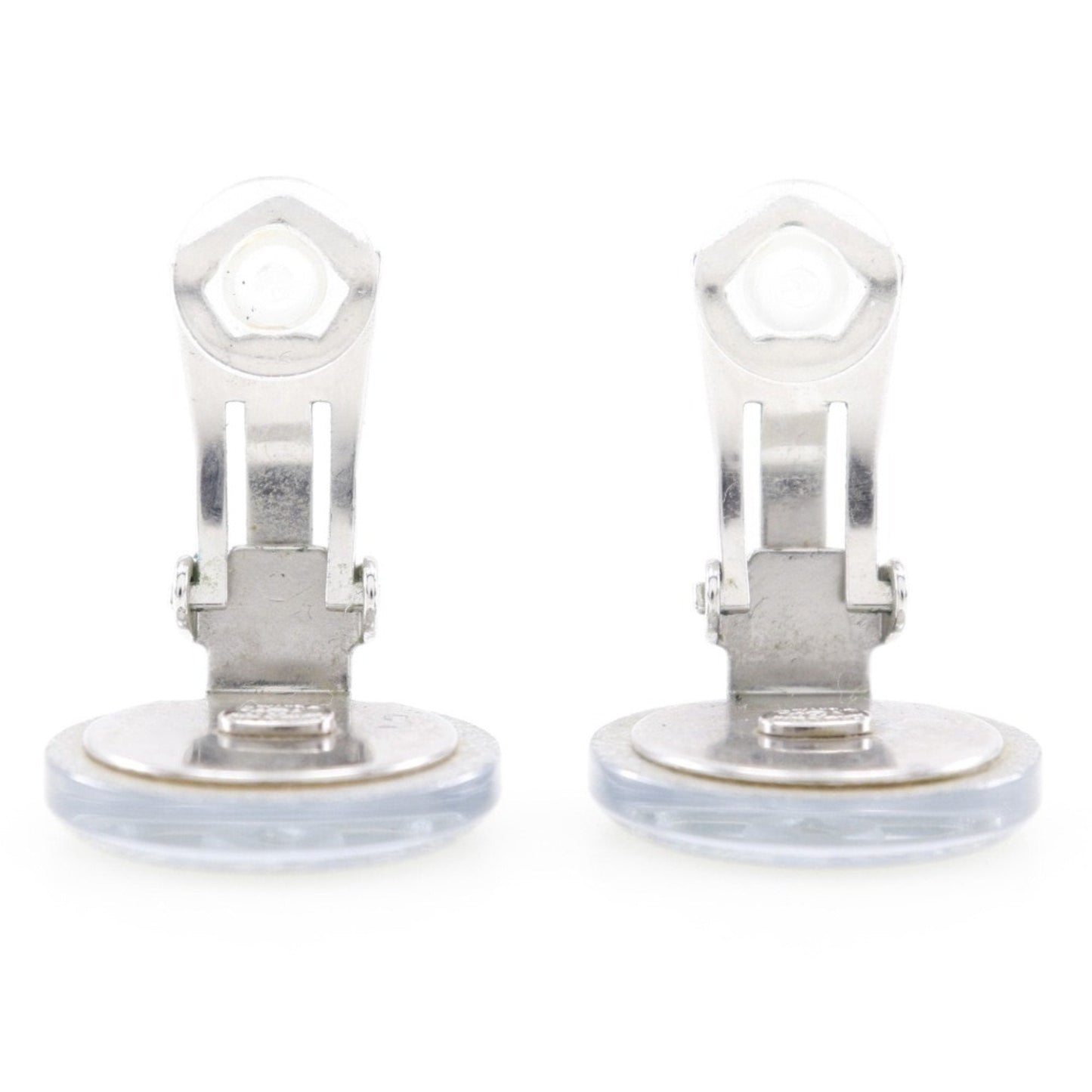 Chanel COCO Mark Earrings Plastic France Year 2000 Silver 00A Women's