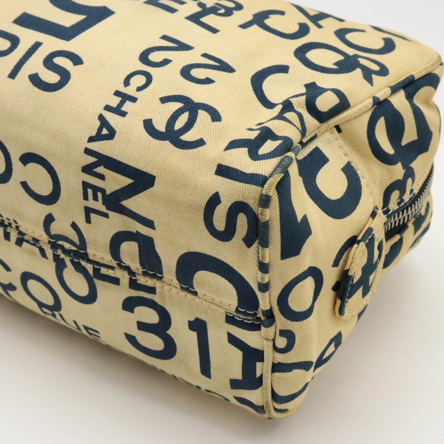 CHANEL Chanel Bi-C Line Multi-Pouch Canvas Beige Navy
