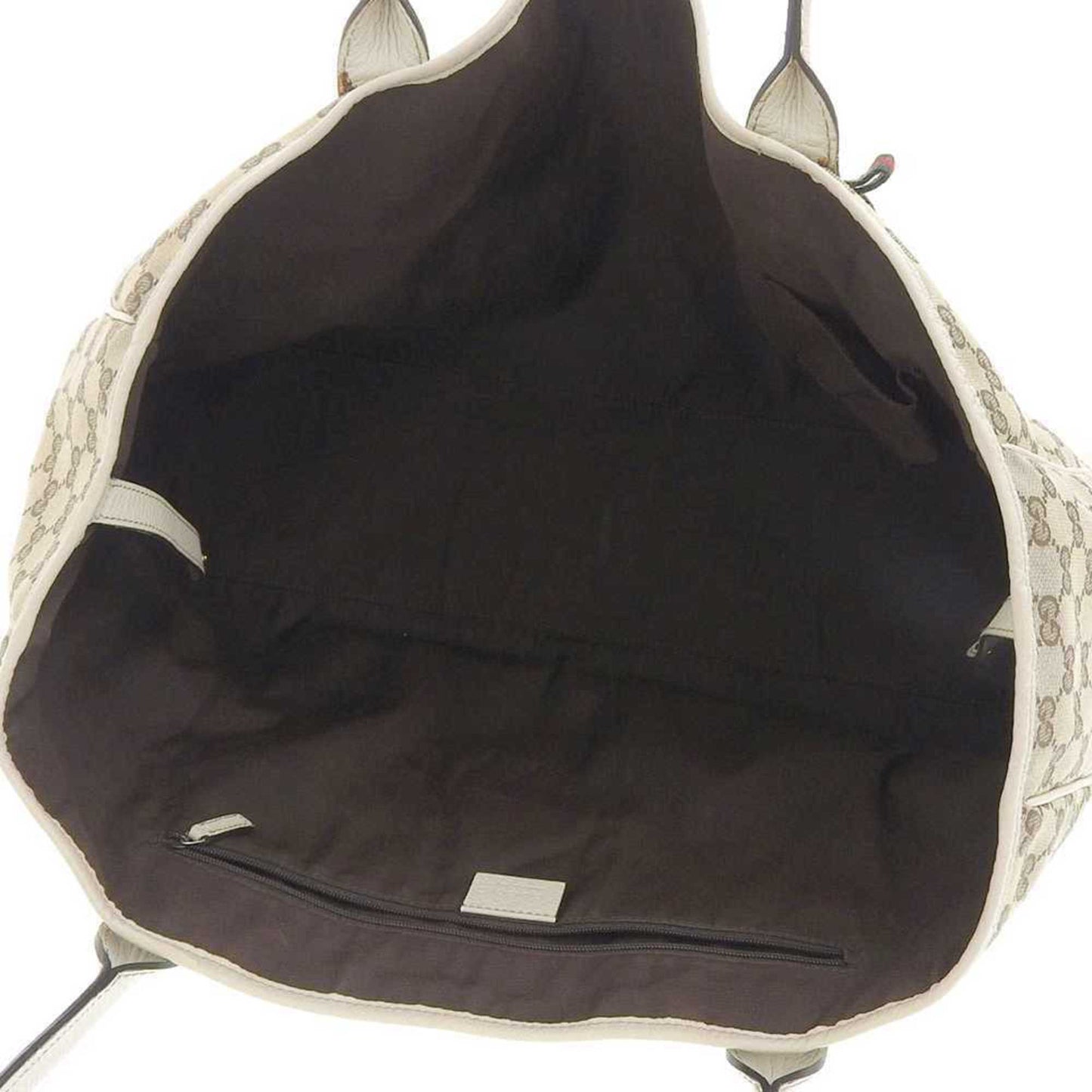 Gucci GG Canvas Princie Tote Bag Handbag Sherry Line Ribbon Leather Brown x Beige 161719 204046