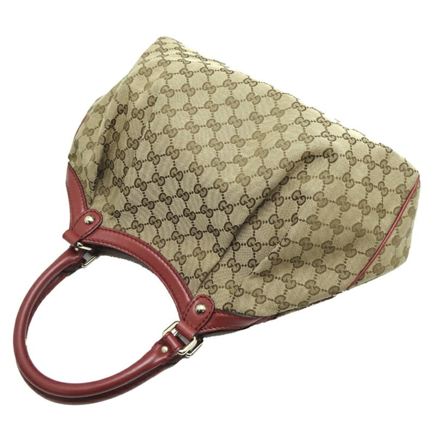 Gucci Sukey Beige Brown Red Color Gg Canvas Leather Handbag Shoulder Bag