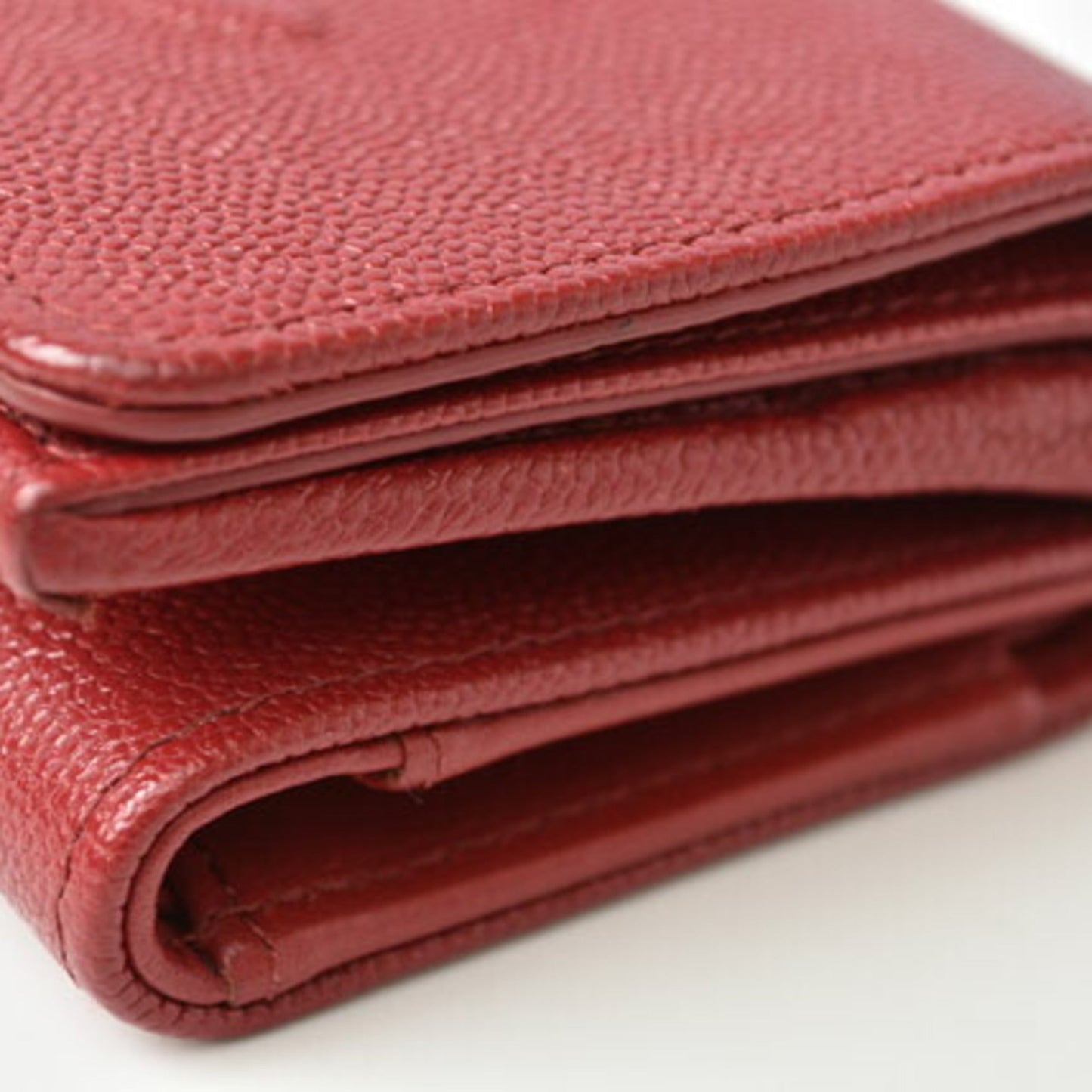 Chanel wallet  here mark caviar skin dark red