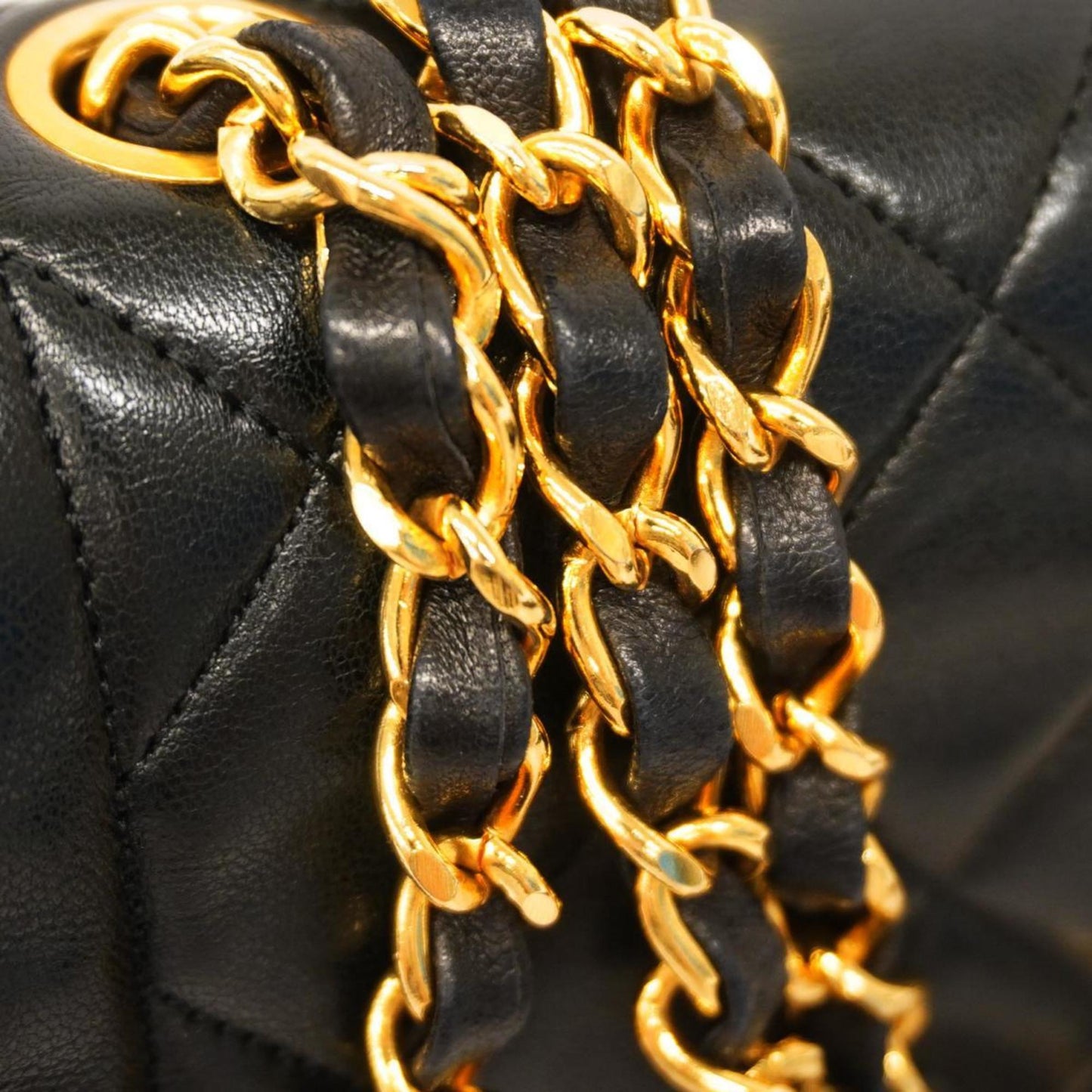 Chanel Shoulder Bag Matelasse Chain Lambskin Black Women's