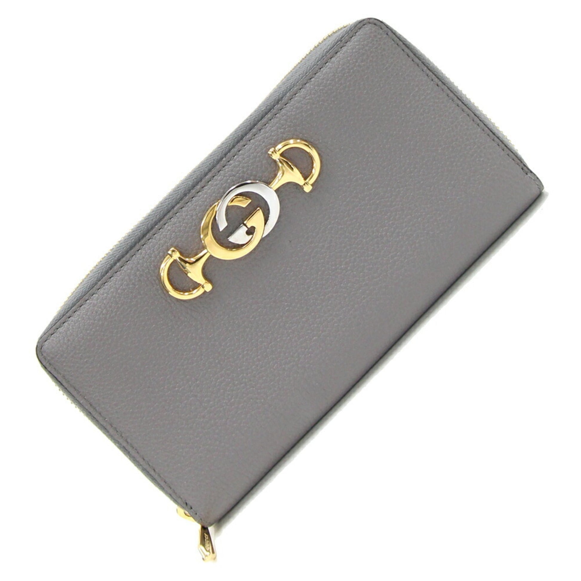 Gucci Gray Leather Long Wallet (Bi-Fold) ()