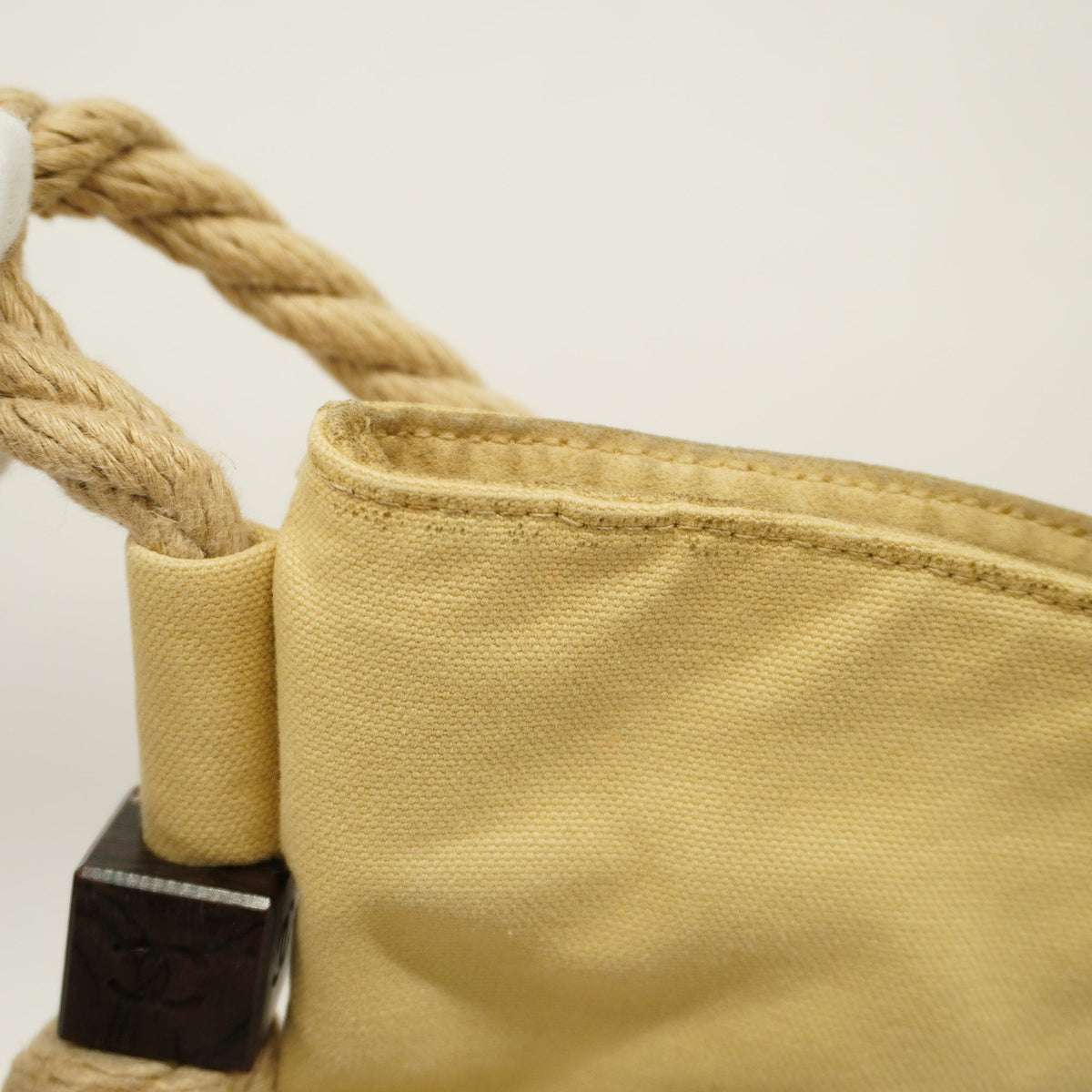 ChanelAuth  Chain Shoulder Women's Canvas Shoulder Bag Beige