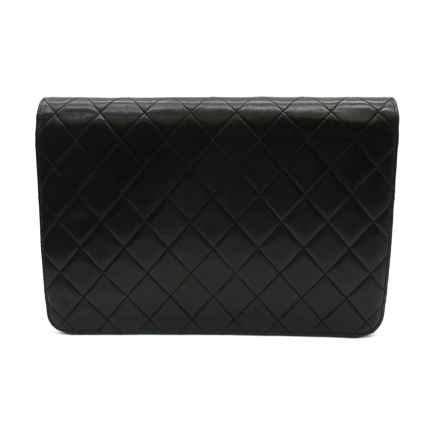 CHANEL Matelasse Push Lock Chain Shoulder Bag Black Lambskin (sheep leather)