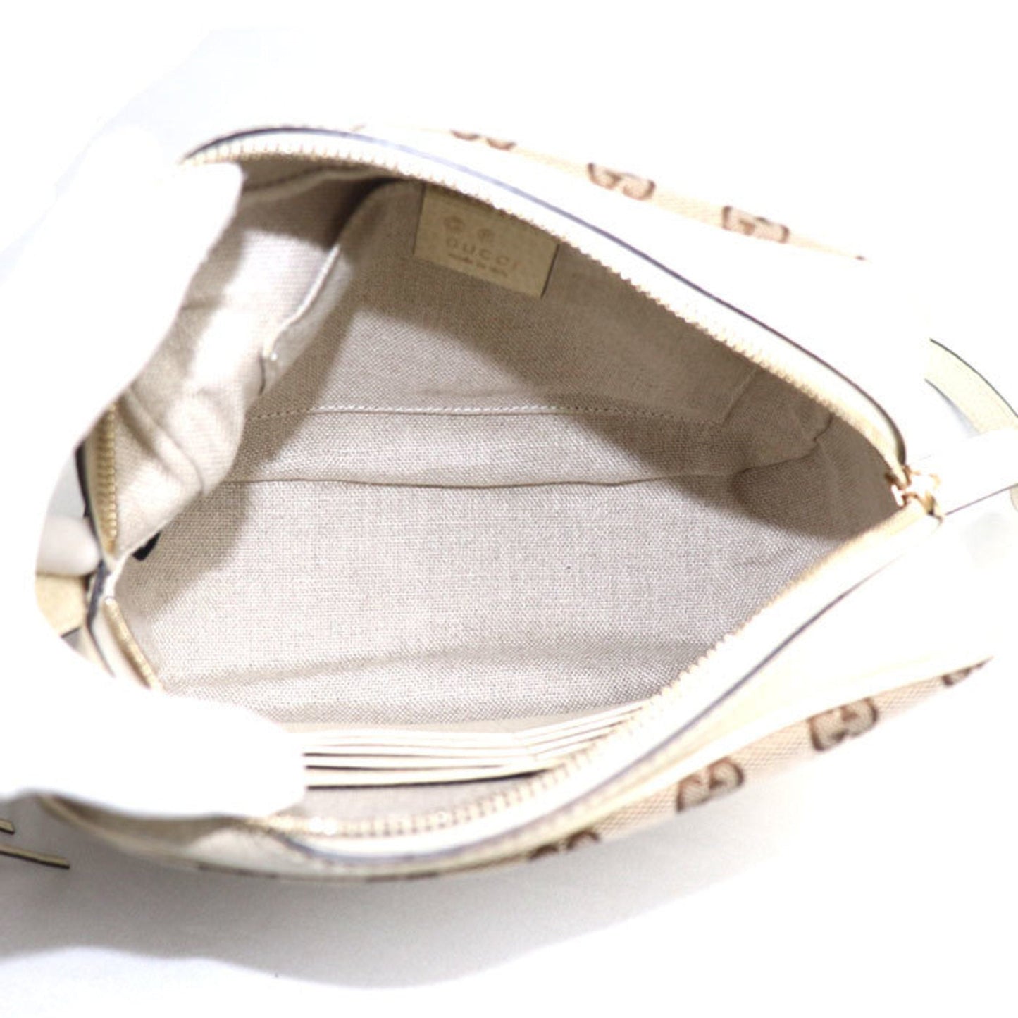 Gucci Beige White Gg Canvas Leather Shoulder Bag