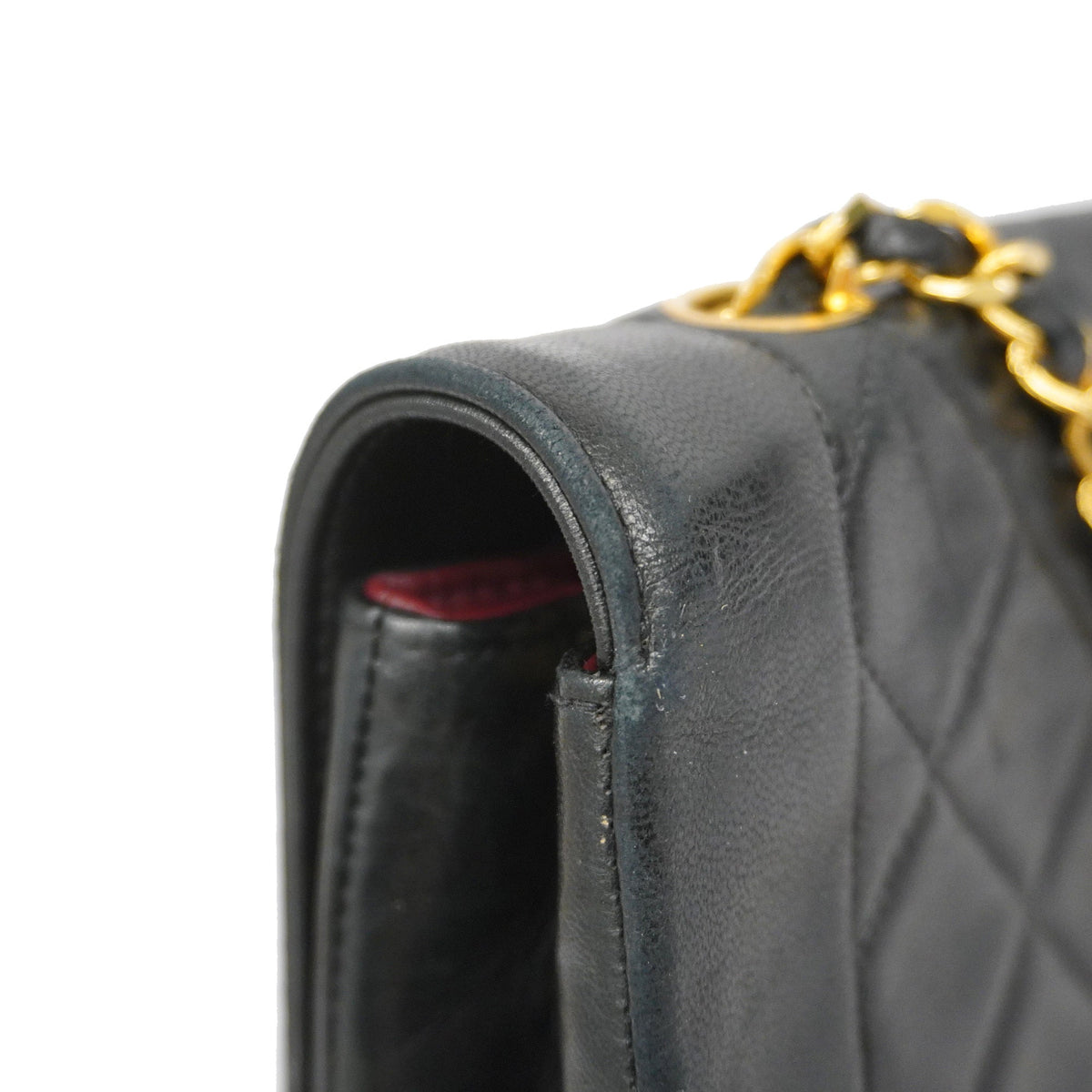 ChanelAuth  Matelasse Diana Flap Chain Shoulder Leather Shoulder Bag Black