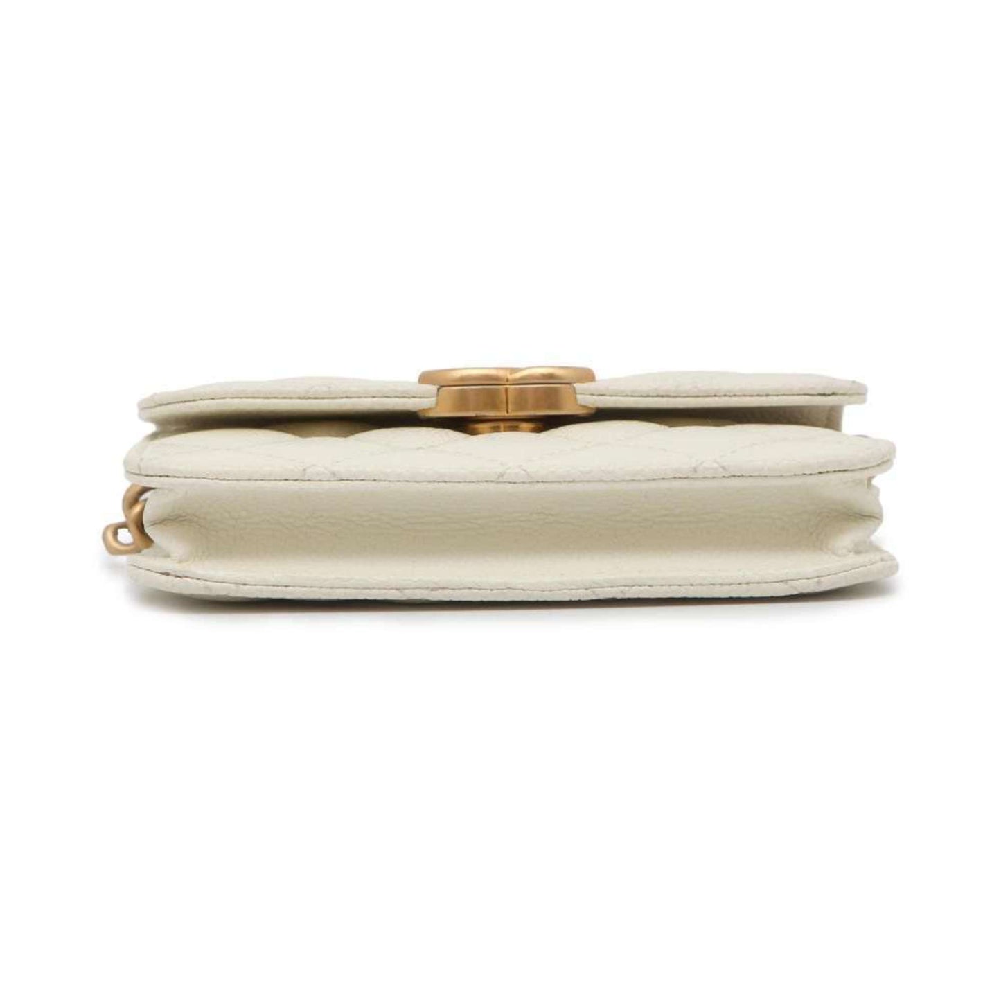 Chanel Chain Shoulder Bag Matelasse Coco Mark Caviar Skin AP2629 CHANEL Pochette White