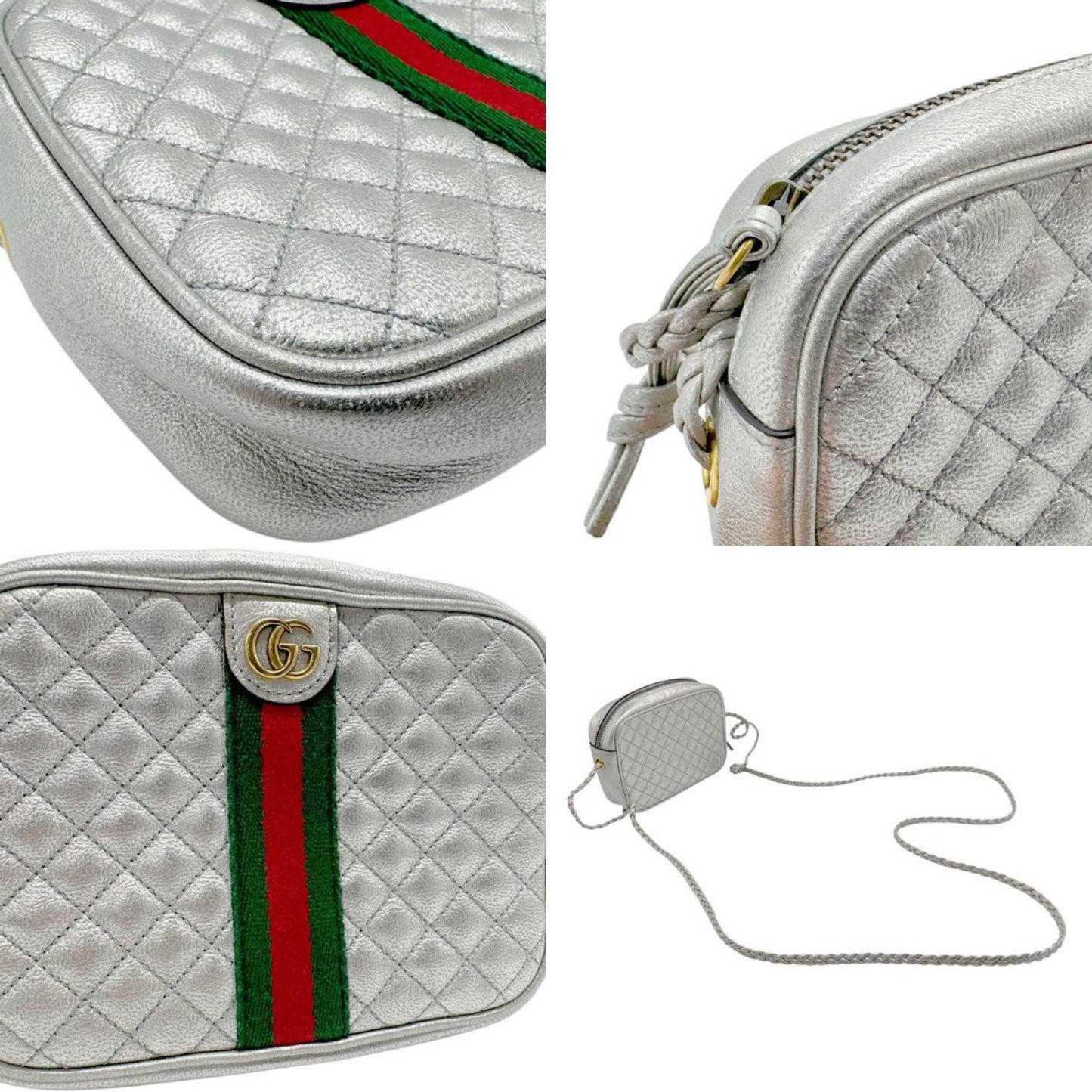 Gucci Silver Leather Shoulder Bag