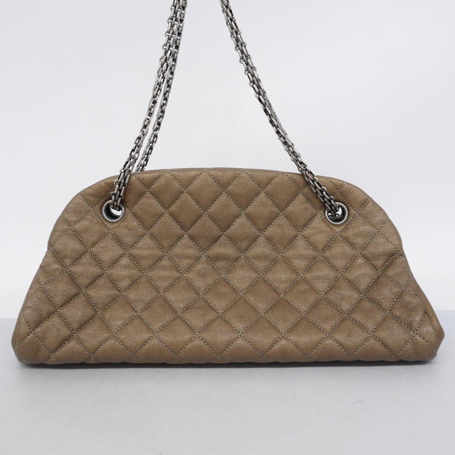 Chanel Shoulder Bag Matelasse Chain Leather Khaki Women's