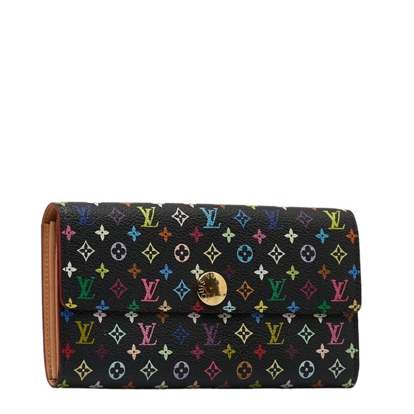 LOUIS VUITTON Monogram Multicolor Portefeuille Sarah Long Wallet M93533 Noir Black PVC Leather Women's