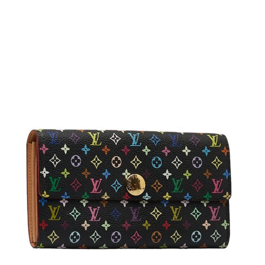 LOUIS VUITTON Monogram Multicolor Portefeuille Sarah Long Wallet M93533 Noir Black PVC Leather Women's