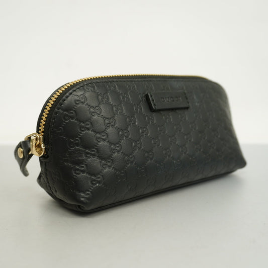 GUCCI[3cc2521]   Pouch Micro sima 449894 Leather Black Gold metal