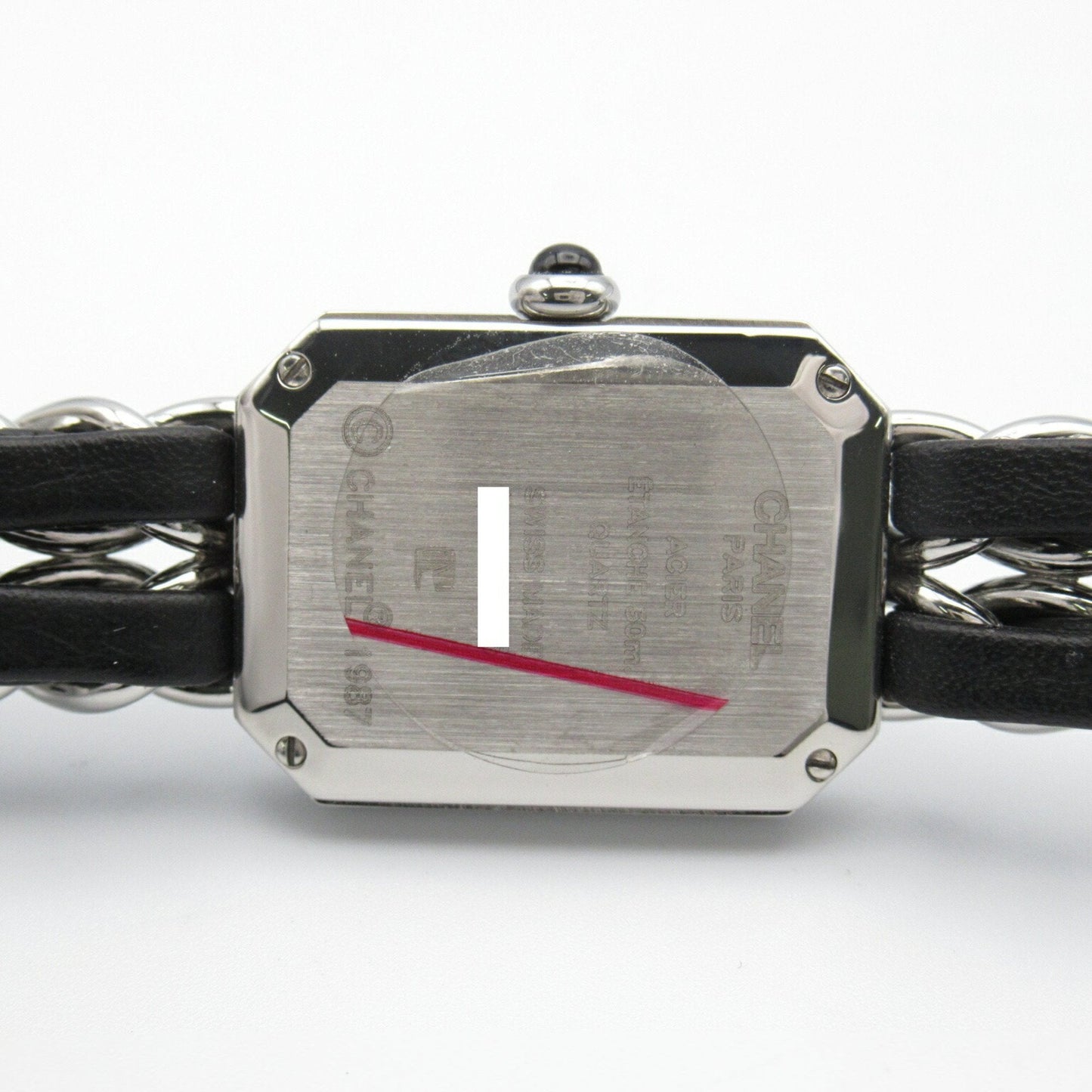 CHANEL Premiere L Watch Stainless Steel Leather Strap Women's Black H0451