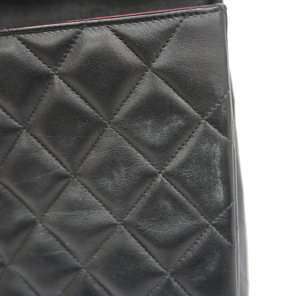ChanelAuth  Big Matelasse W Chain Women's Leather Shoulder Bag Black