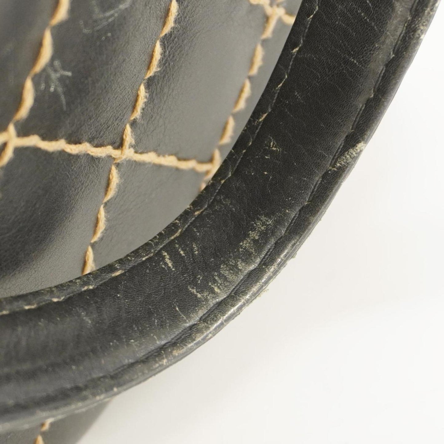 Chanel Tote Bag Wild Stitch Leather Black Women's