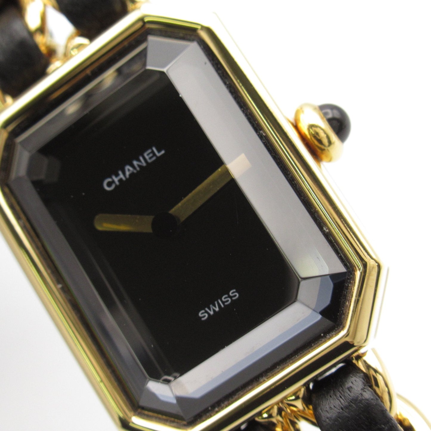 CHANEL Premiere L Wrist Watch H0001 Quartz Black Gold Plated Leather belt H0001