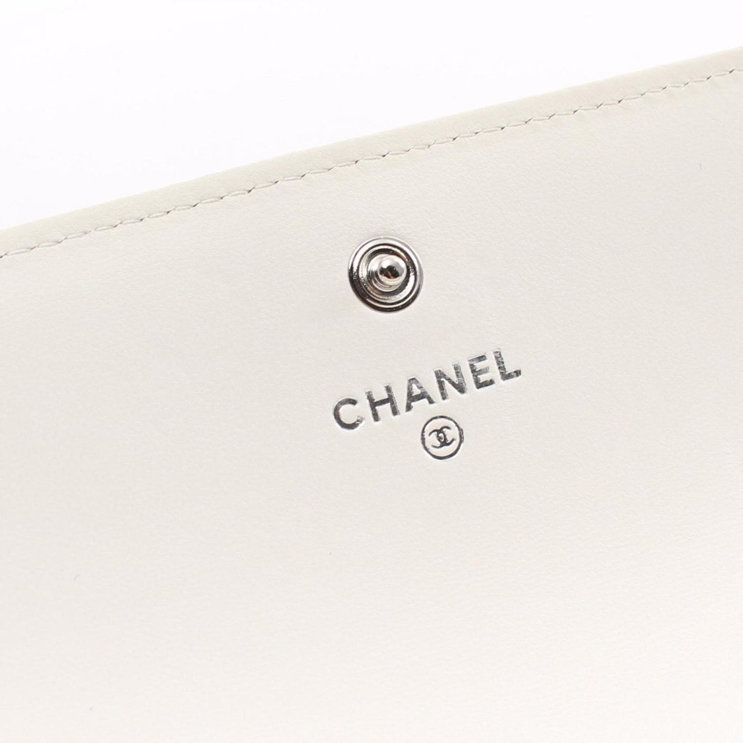 CHANEL Coco Mark Round Long Wallet Fabric Women's White A68809