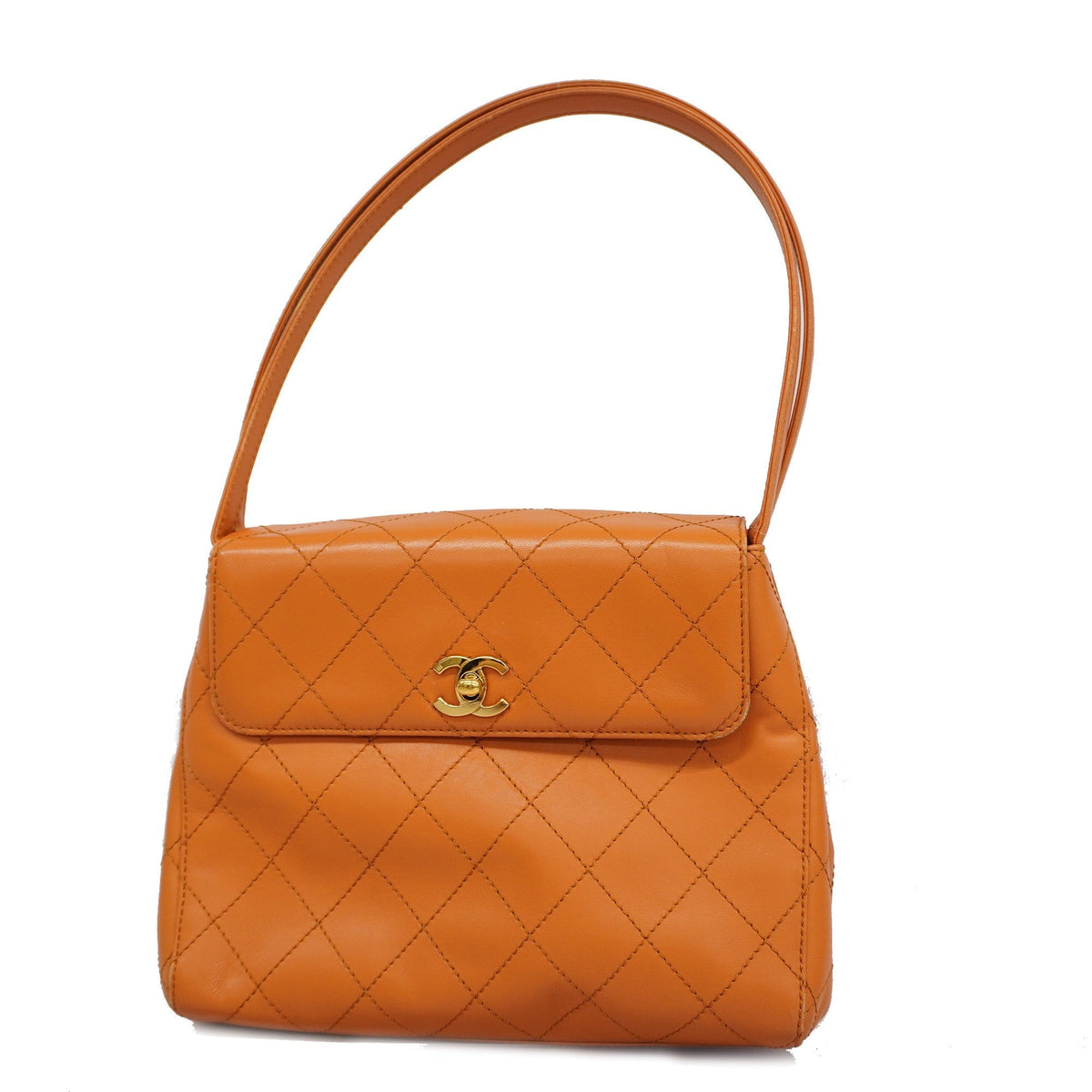 ChanelAuth  Matelasse Women's Leather HandBag Orange