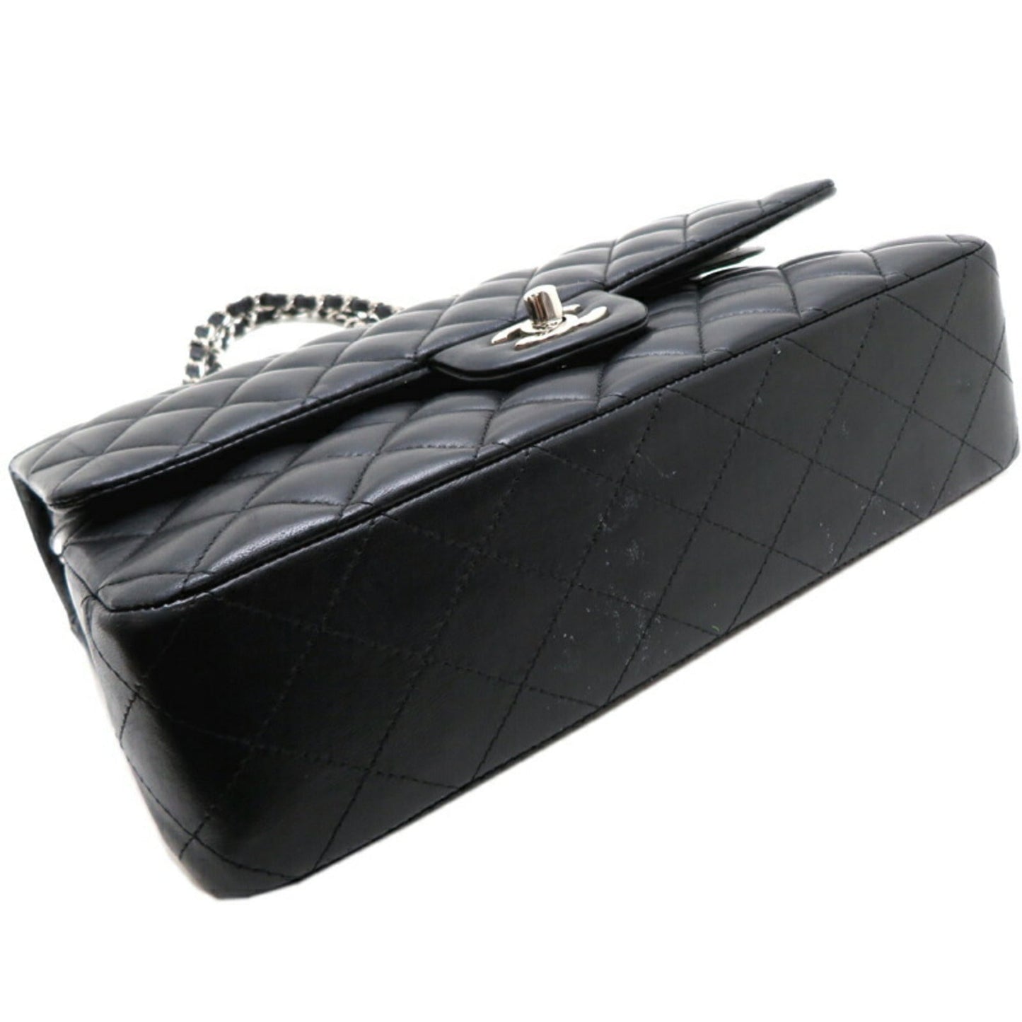 Chanel Seal Matelasse Chain Shoulder 25 Women's Bag AO1112 Lambskin Black