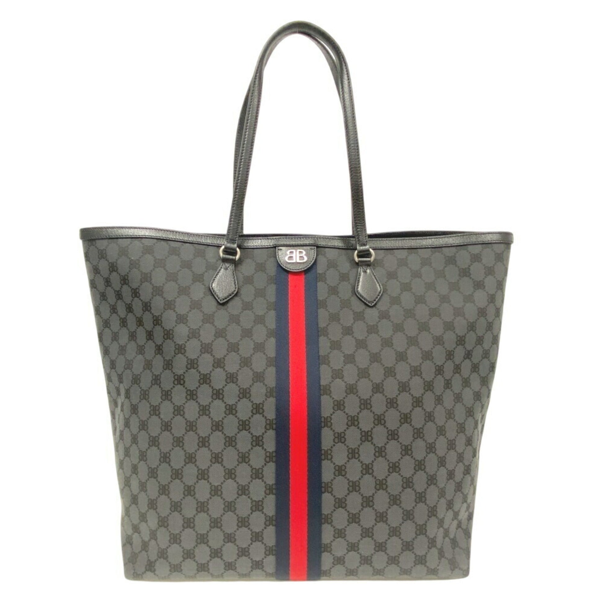 Gucci Black Canvas Leather Tote Bag ()