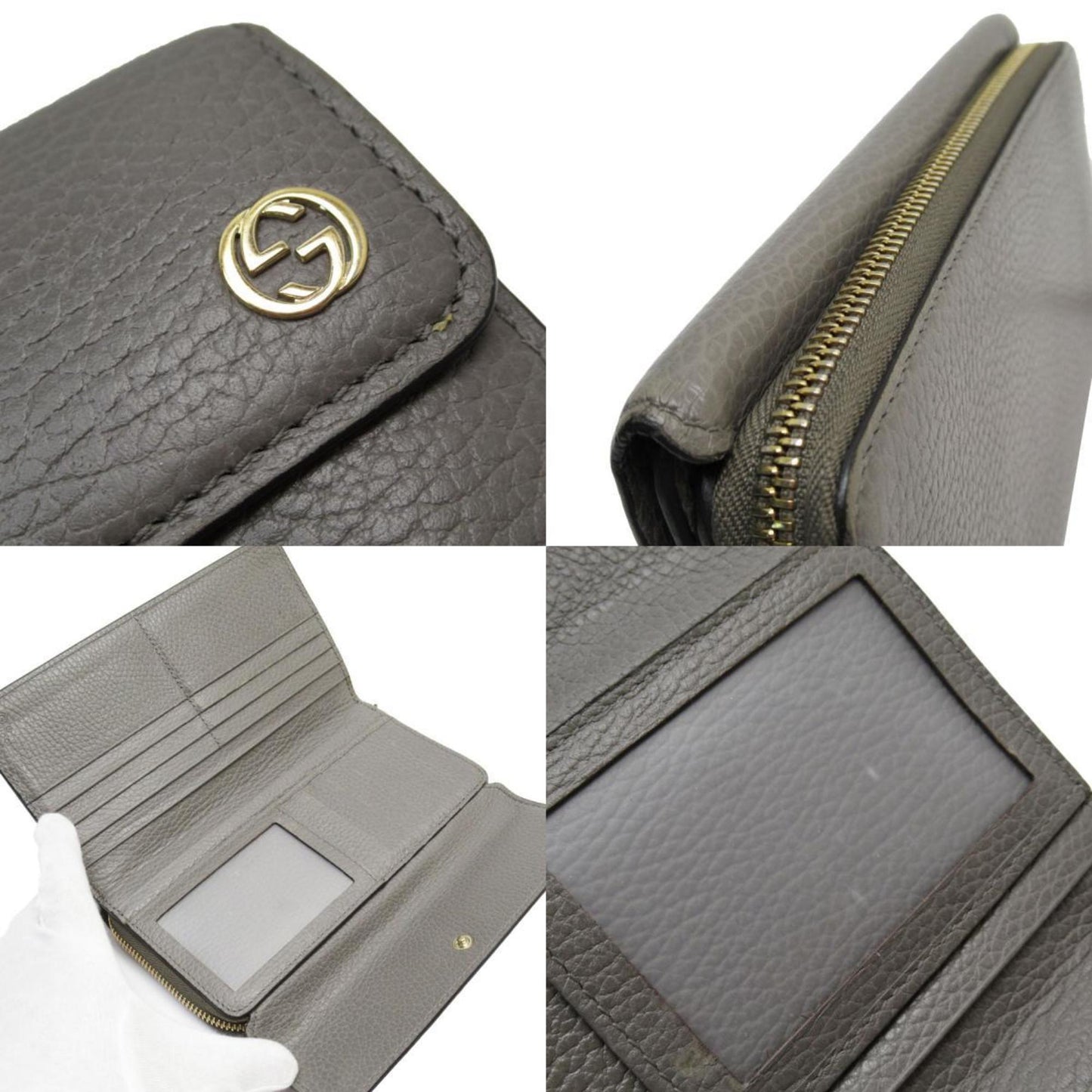 Gucci Gray Leather Long Wallet (Bi-Fold)