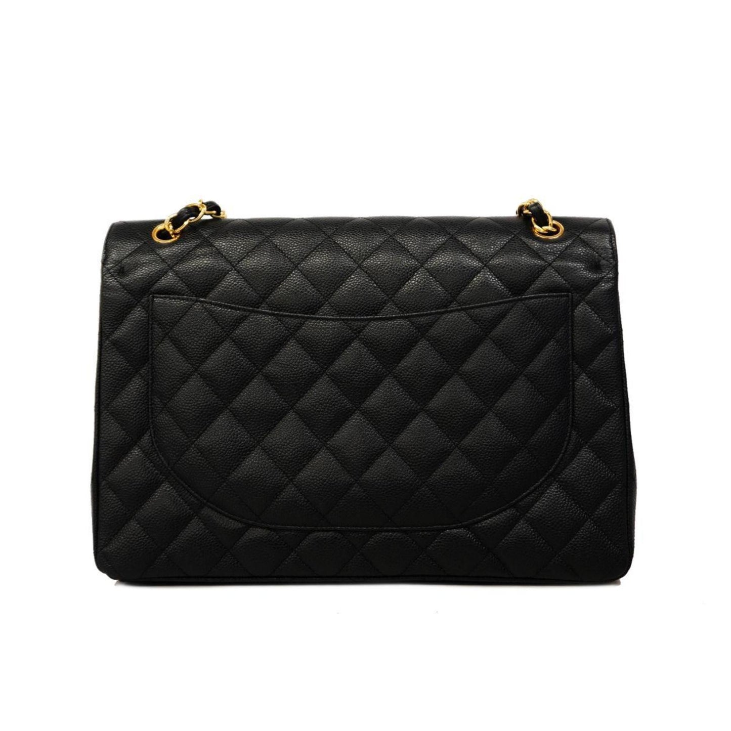 Chanel Shoulder Bag Matelasse Deca W Flap Chain Caviar Skin Black Women's