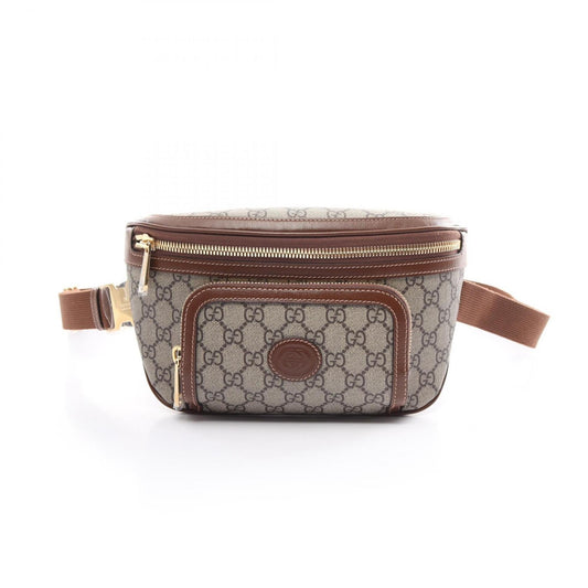 Gucci Beige Brown Pvc Coated Canvas Leather Sling Bag ()