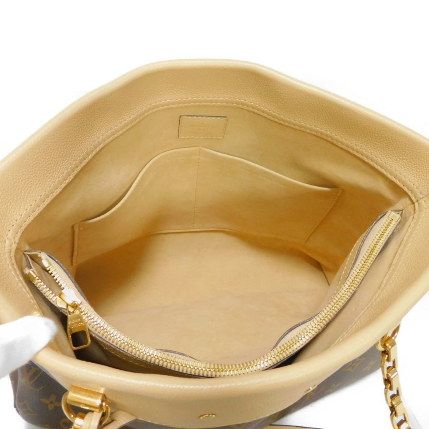 LOUIS VUITTON Shoulder Bag Pallas Shopper LV Logo Flower Beige Monogram Dune M41580 Women's