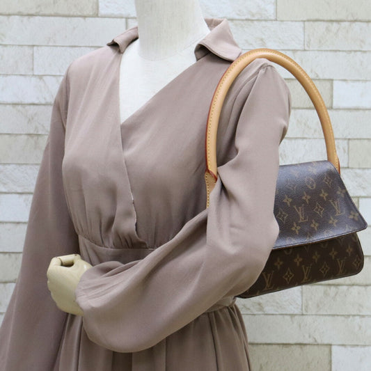LOUIS VUITTON Shoulder Bag Monogram Mini Looping M51147 Brown Women's Canvas