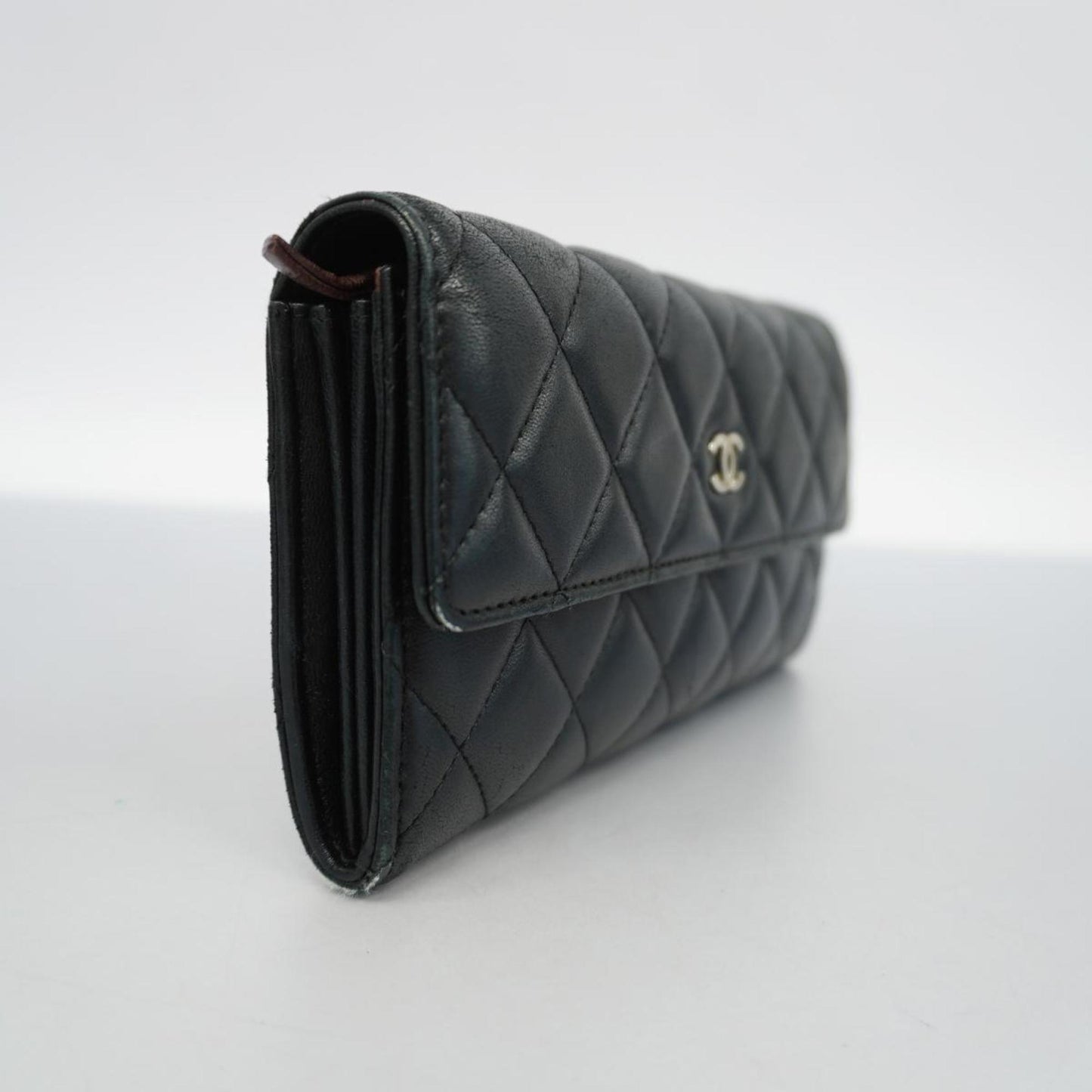 Chanel Long Wallet Matelasse Lambskin Black Women's