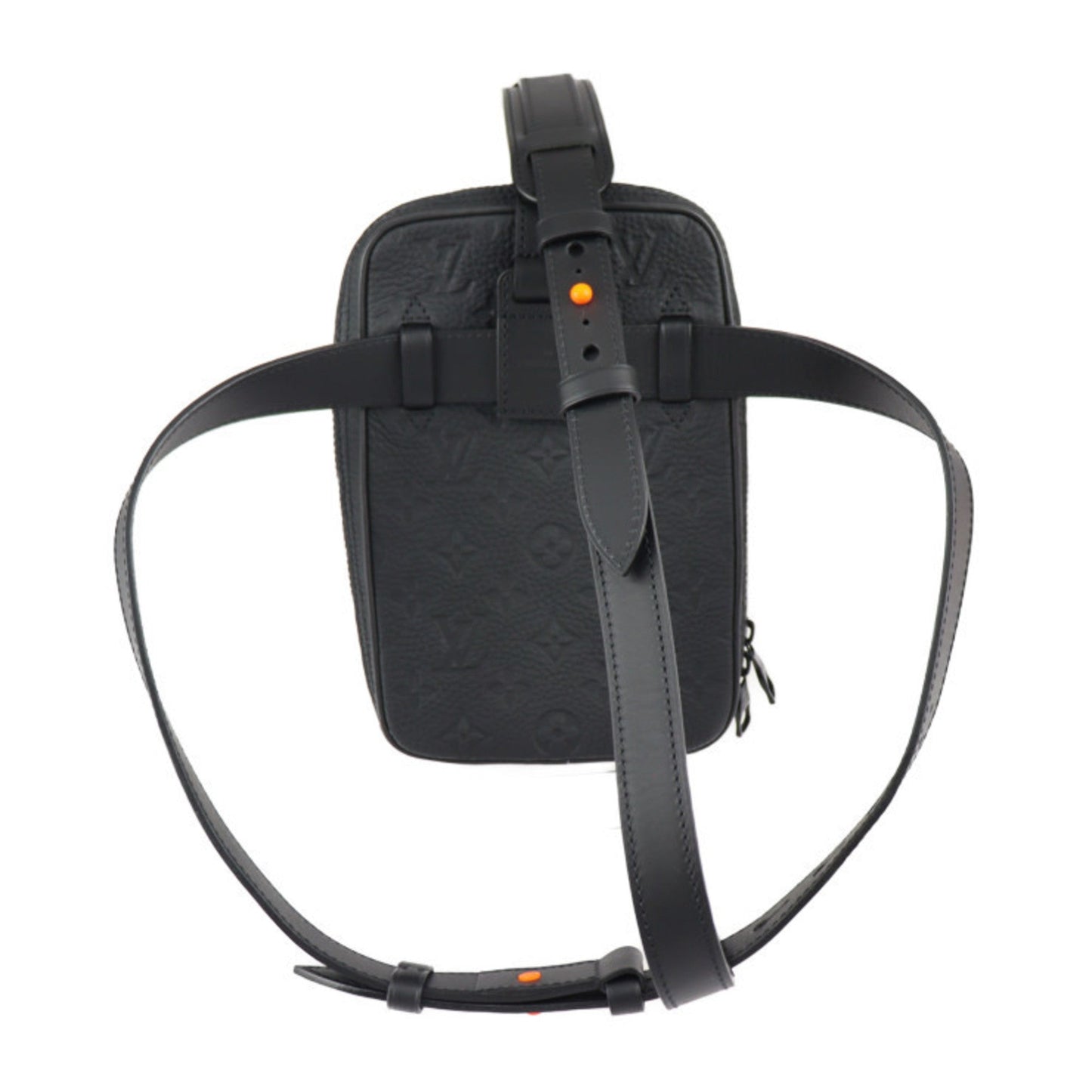 LOUIS VUITTON Utility Side Bag Shoulder M53298 Taurillon Leather Black Orange Body Pouch