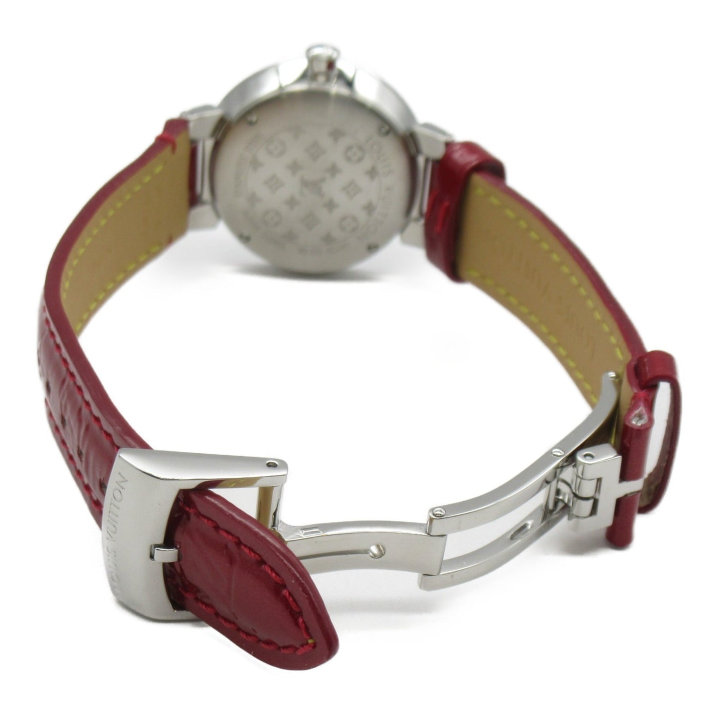 LOUIS VUITTON Tambour Slim Metallic Flower PM Wrist Watch Wrist Watch QA014Z Quartz Silver Stainless Steel Leather b QA014Z